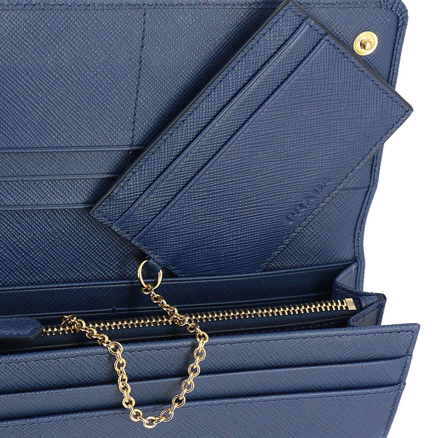 Prada Leather Wallet Women in Blue - Lyst