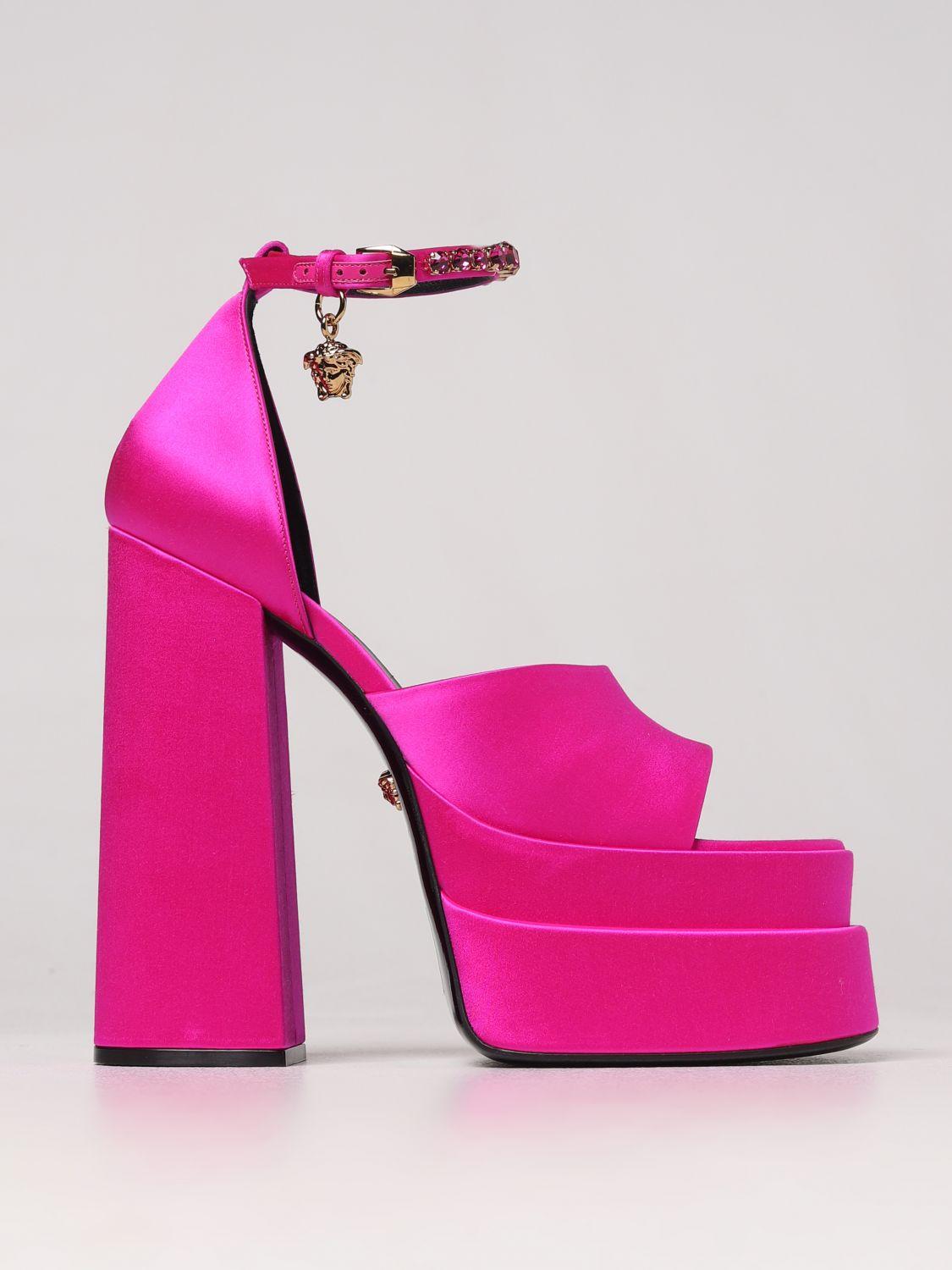 Versace Heeled Sandals in Pink | Lyst