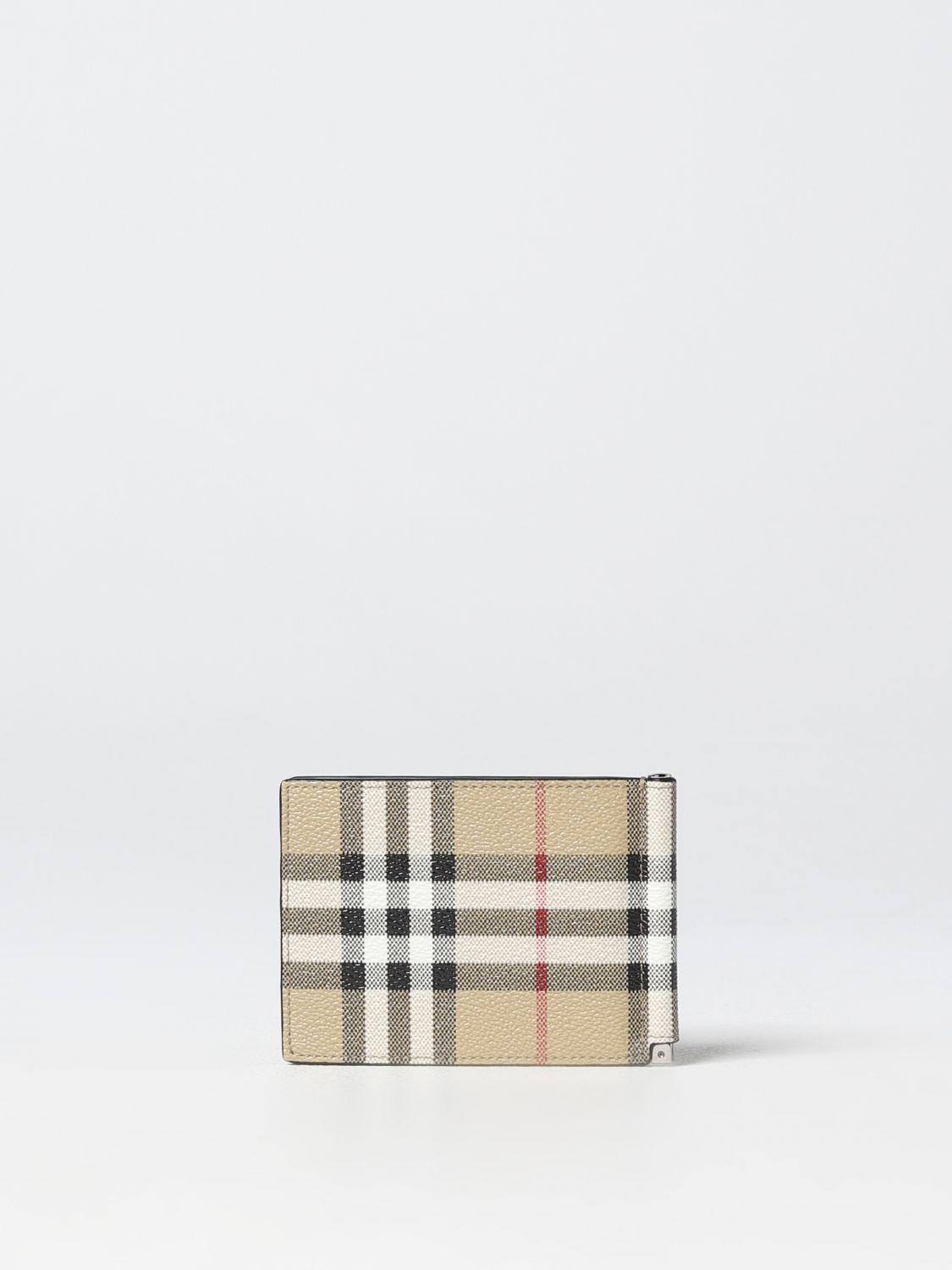 BURBERRY: Daniels wallet in Vintage Check print coated saffiano fabric -  Beige