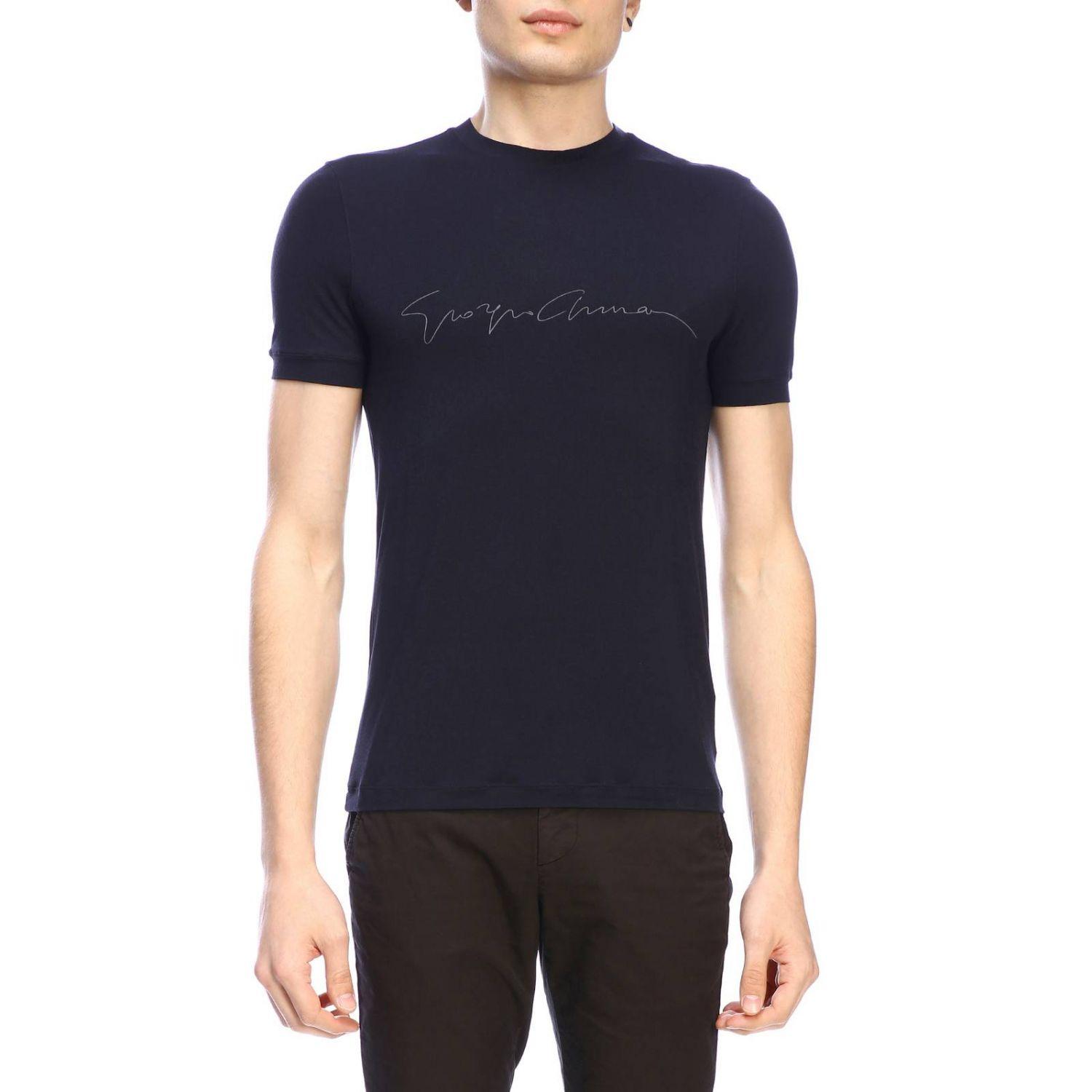 Giorgio Armani Synthetic Crew-neck T-shirt In Basic Stretch Viscose ...