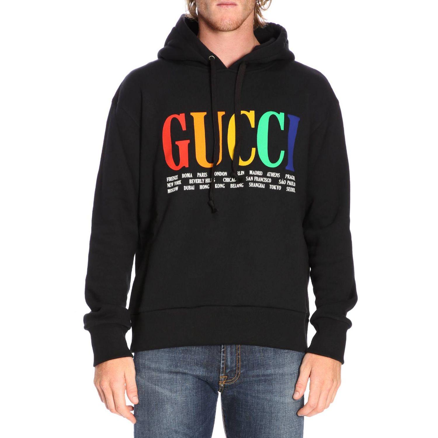 Gucci Cities Hooded Sweatshirt in Black for Men | Lyst