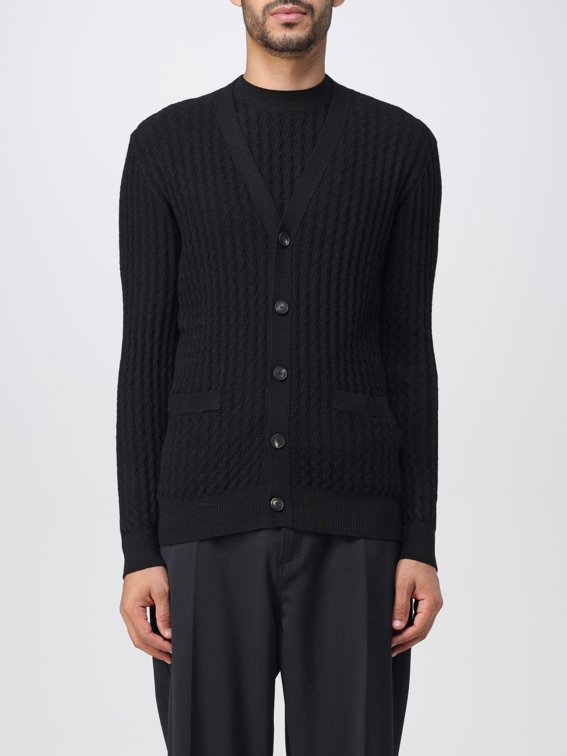 Mens black top wool cardigan