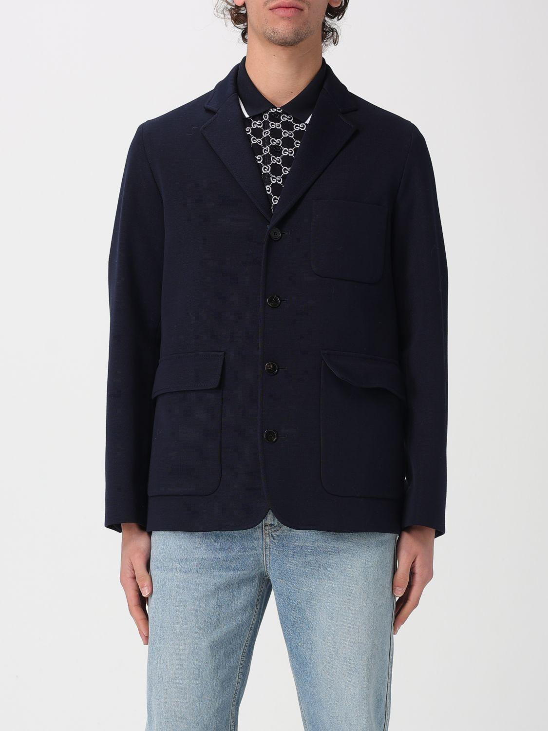 Gucci Single-Breasted Cotton Jersey Blazer in Blue for Men | Lyst