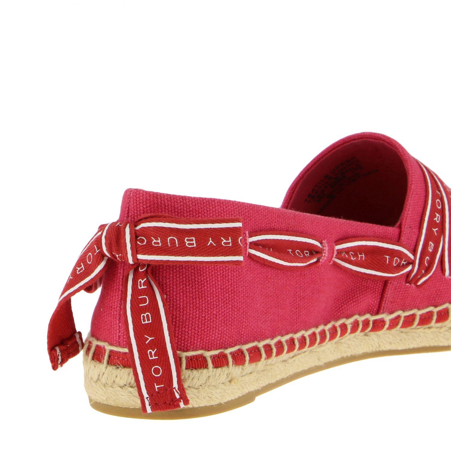 Tory Burch Logo Ribbon Espadrilles in Red | Lyst