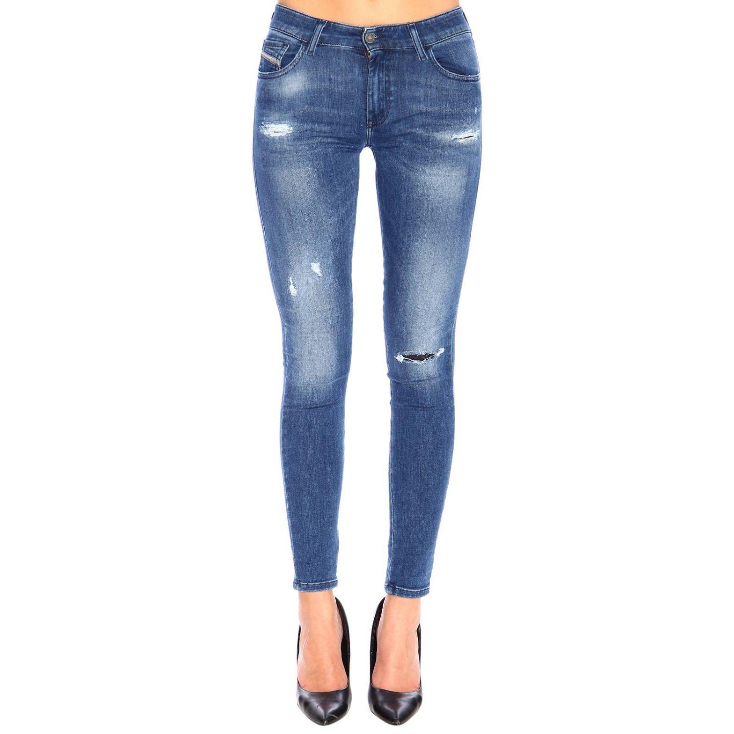 DIESEL Denim Slandy Super Skinny Lowwaist Stretch Jeans With Breaks in