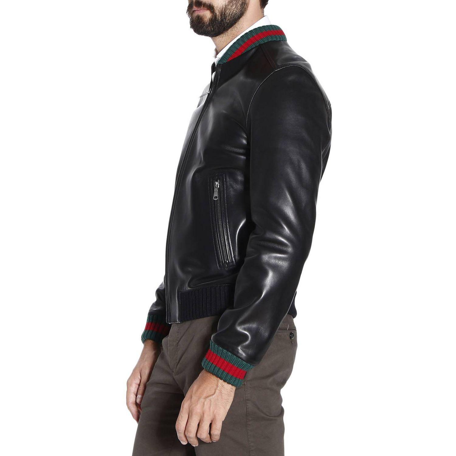 gucci web leather jacket