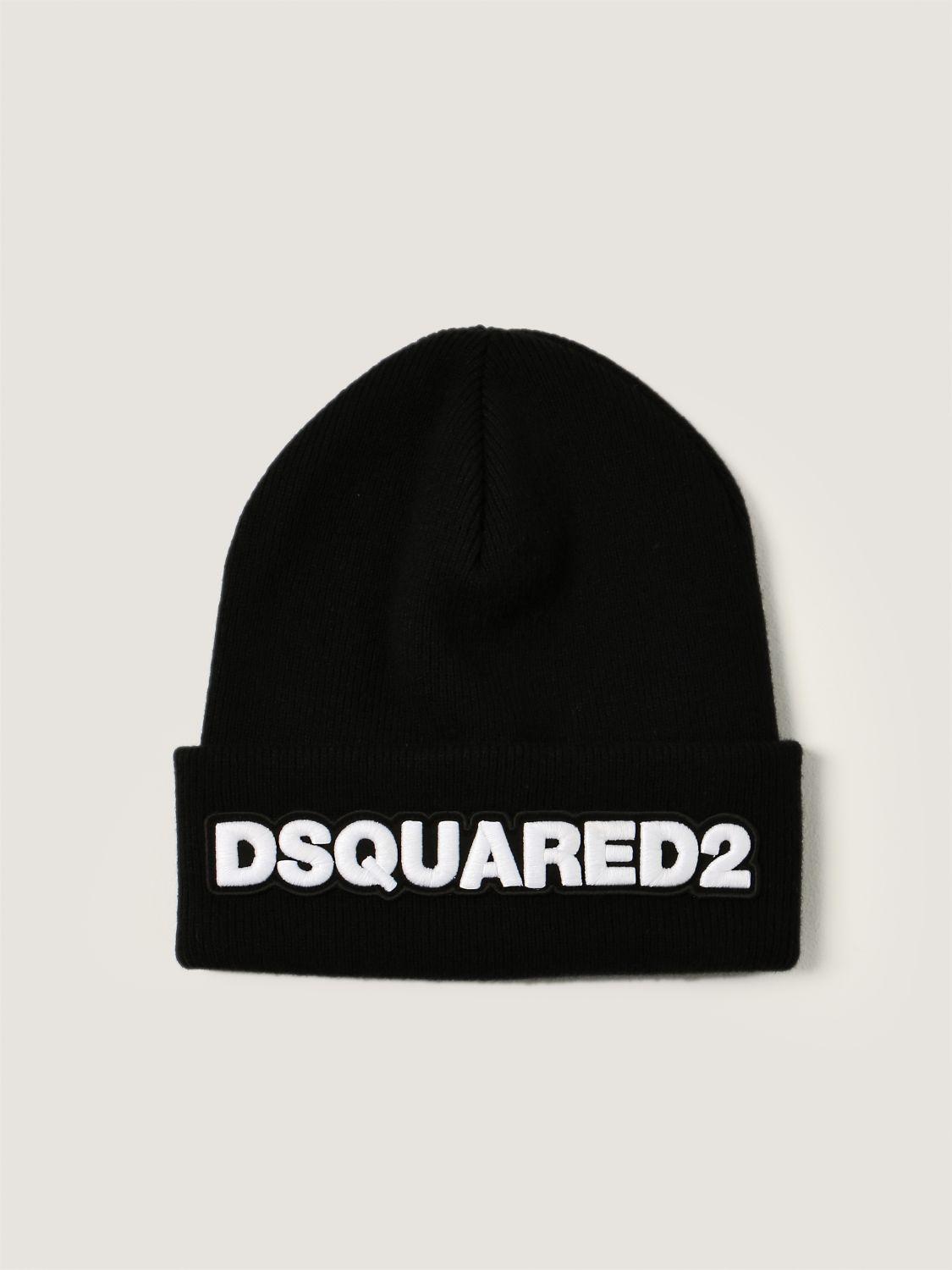 DSquared² Wool Beanie Hat in Black for 