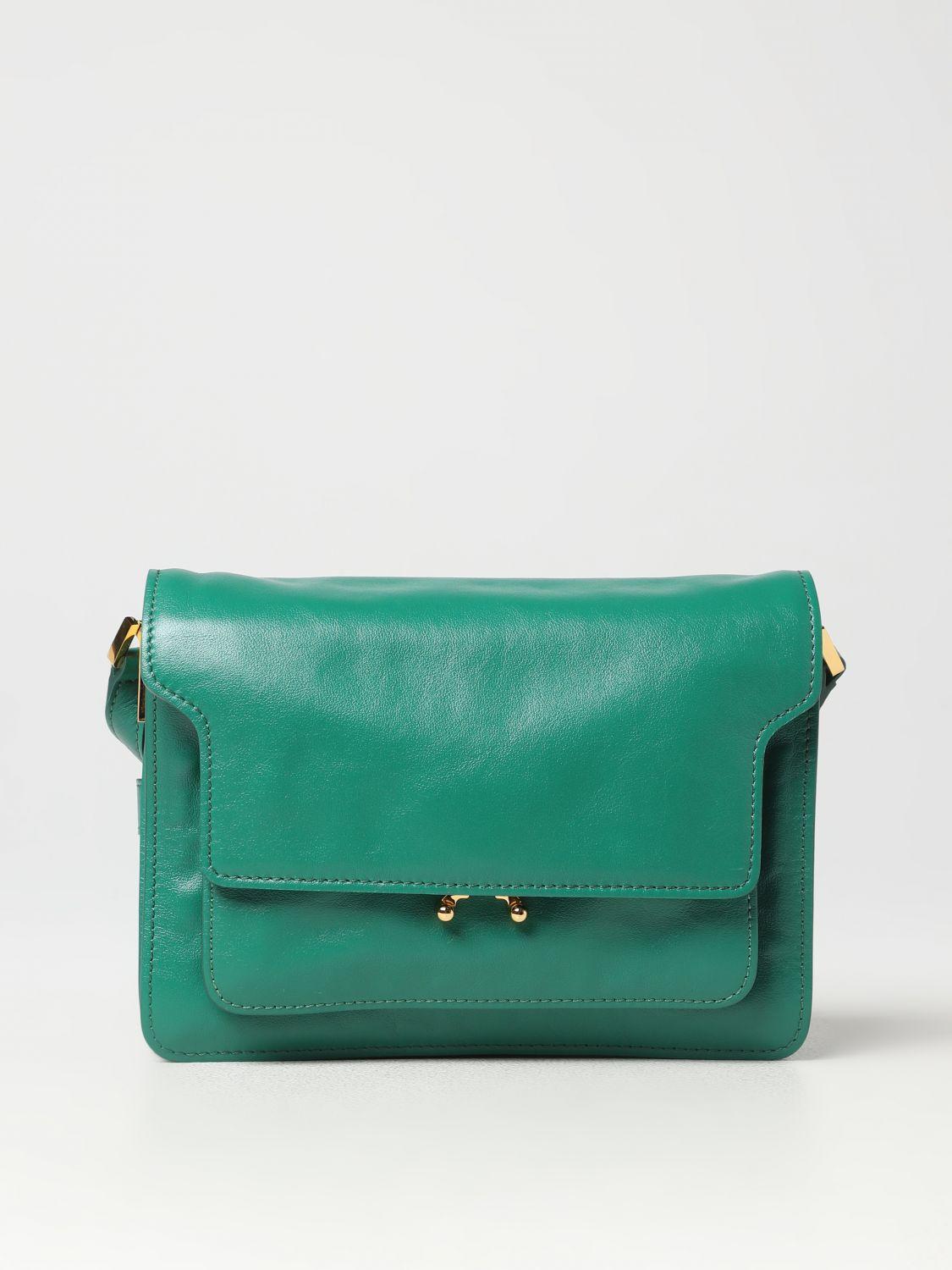 Marni Trunk Mini Shoulder Bag Saffiano Leather Multicolour Green/Black