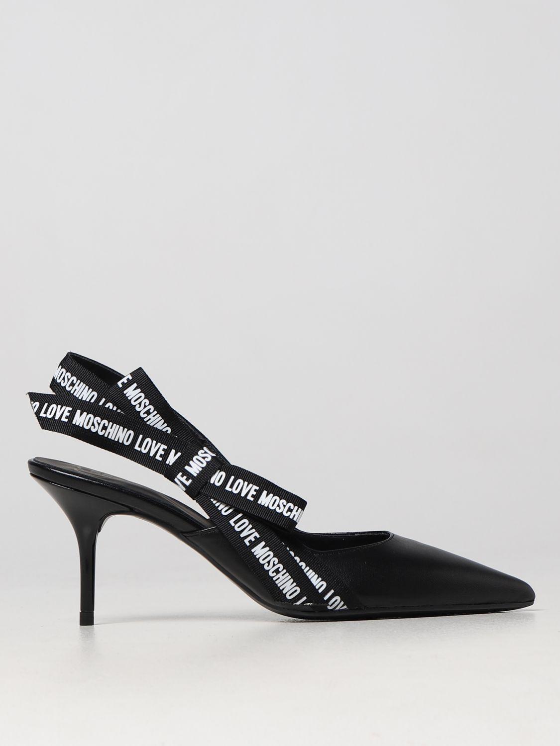 Love Moschino Slingback In Nappa Leather in Black | Lyst