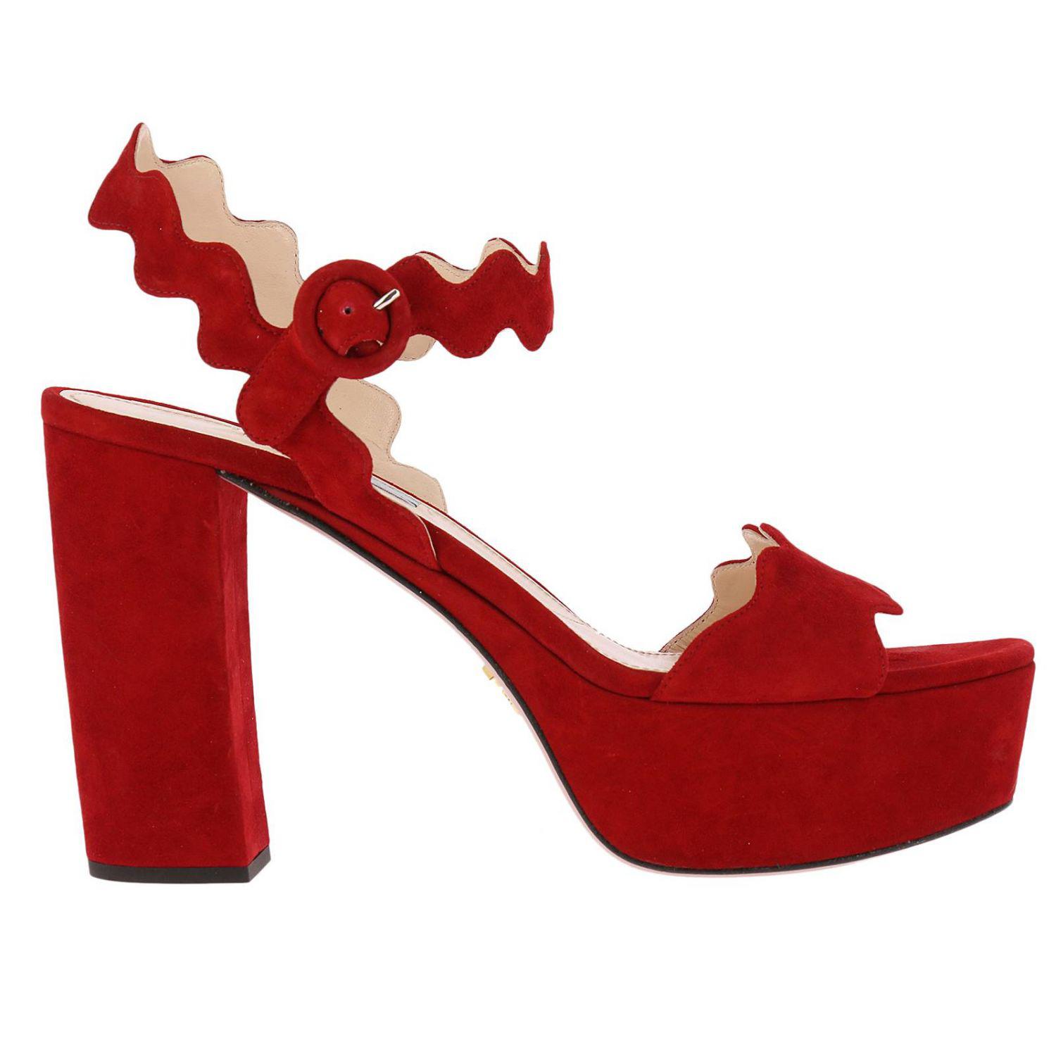 Prada scalloped suede cheap platform sandal