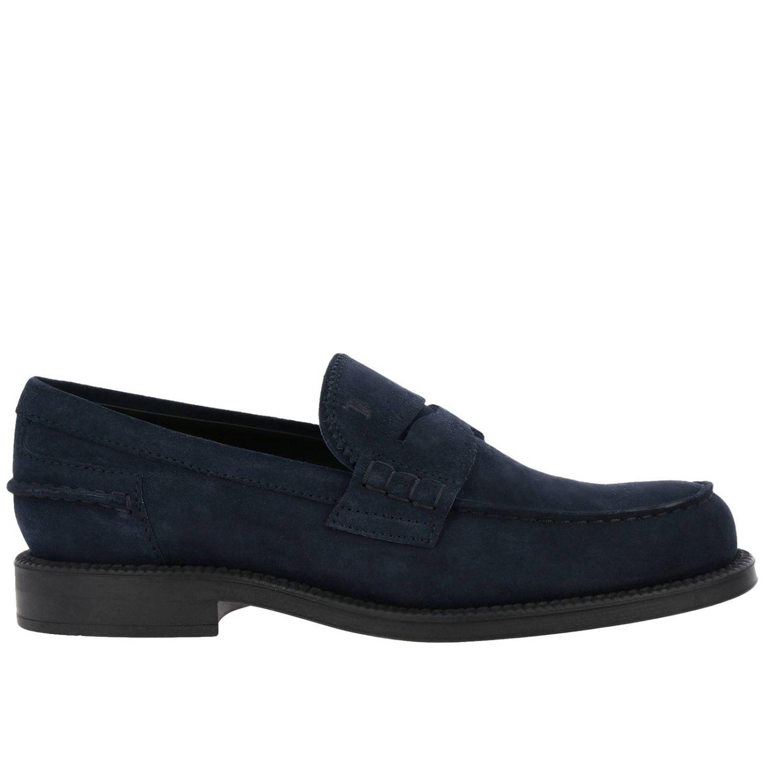 Tod's Loafers In Genuine Suede With Crossbar in Blue for Men - Lyst