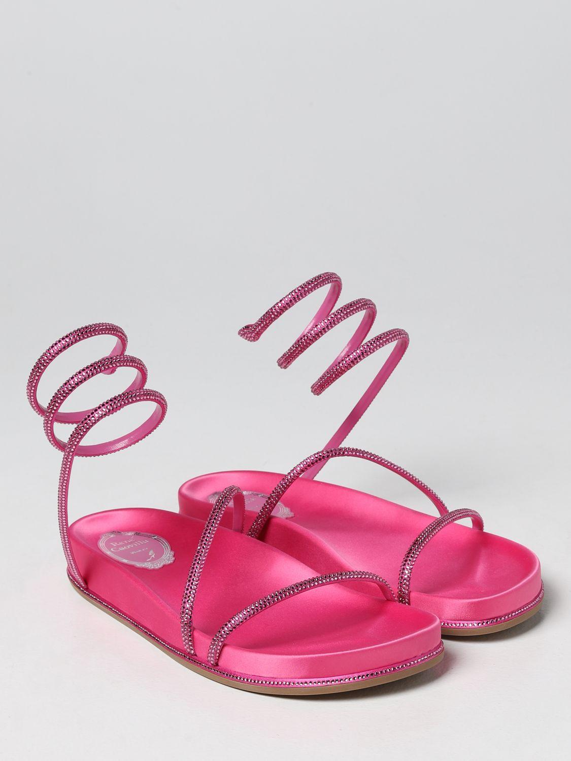 Rene Caovilla Gisele René Caovilla Sandal In Satin With Rhinestones in Pink  | Lyst