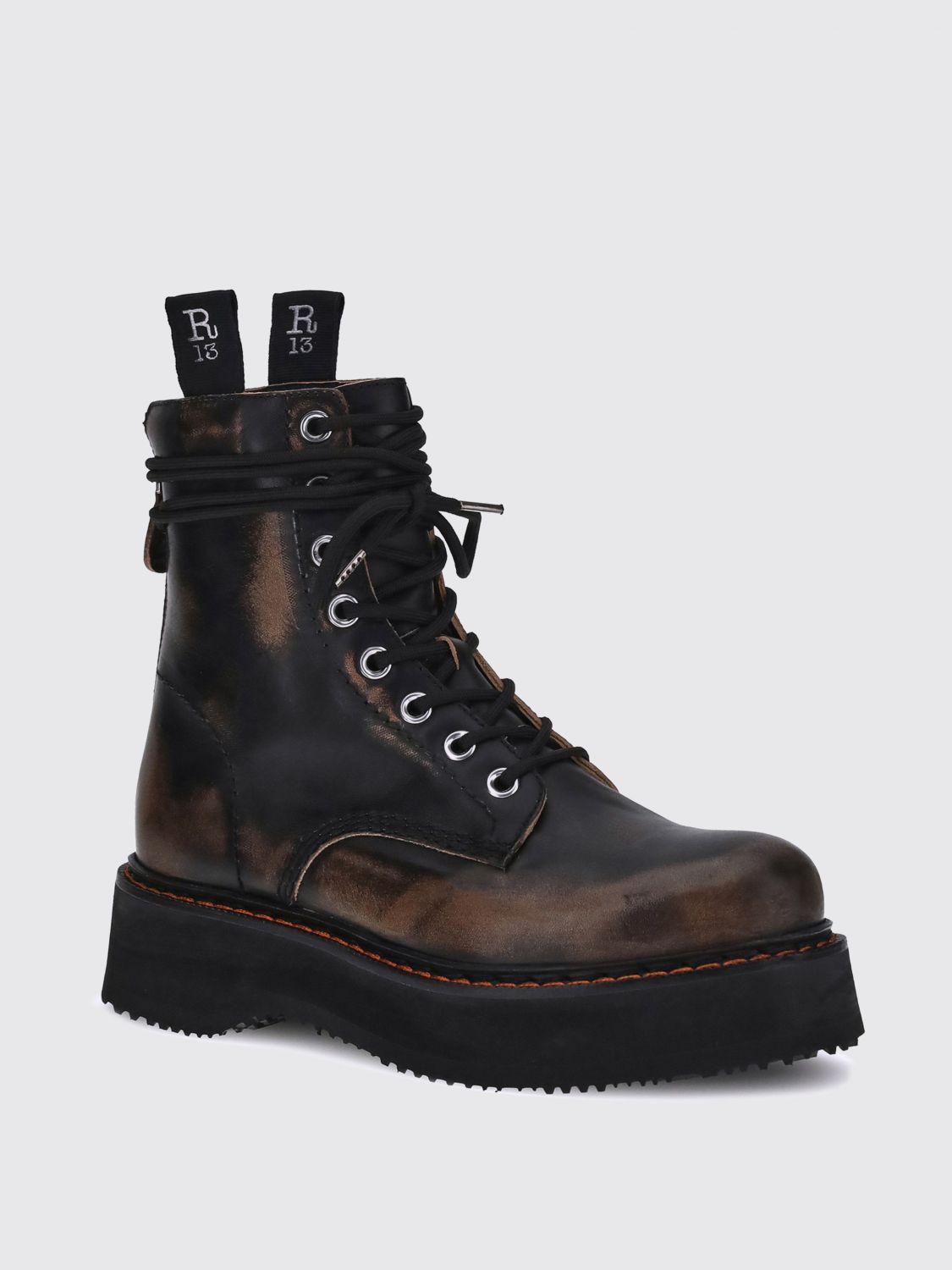 【関税込み】R13 ベージュ＆ブラウン Double Stack ブーツ R13 Double Stacked Lace Up Boots | Shopbop