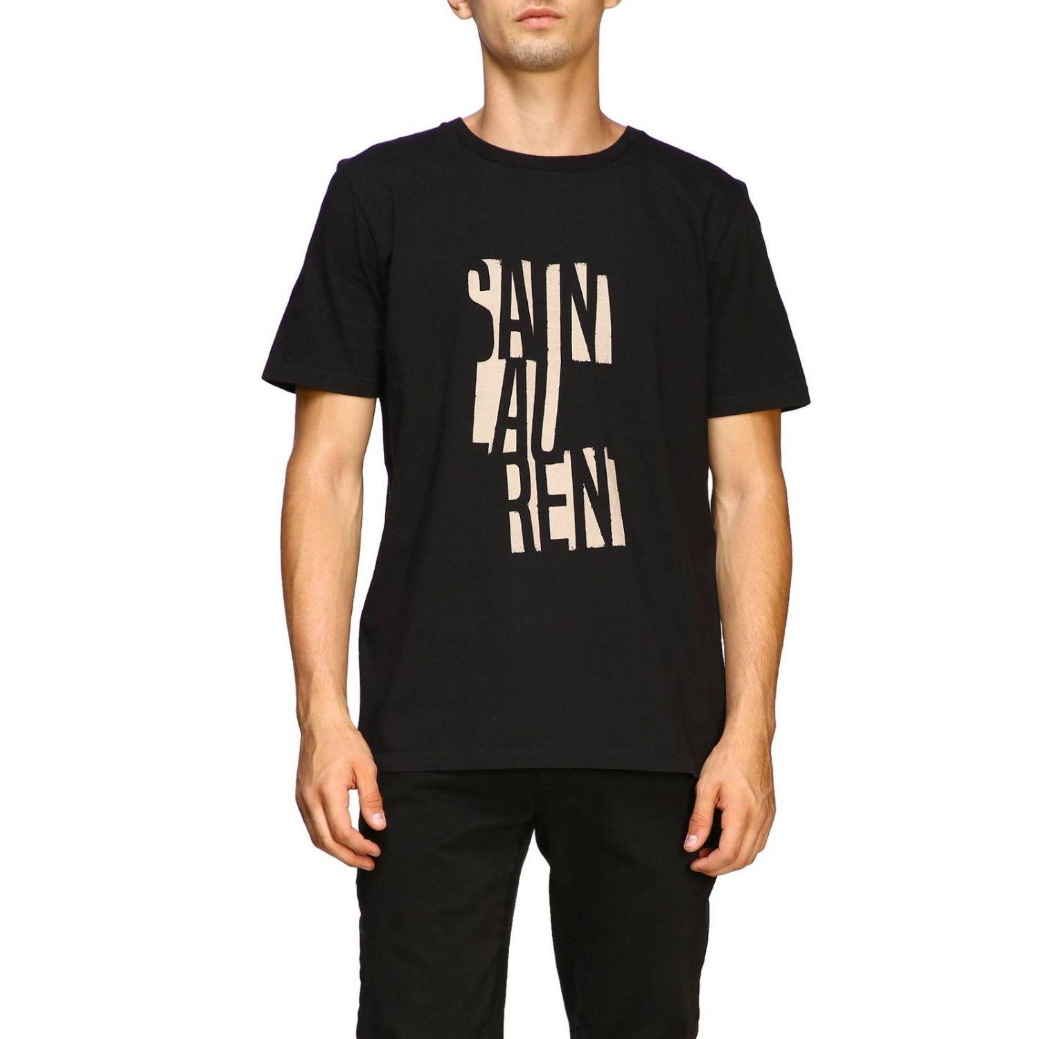 Saint Laurent Cotton Men's T-shirt in Black for Men - Lyst