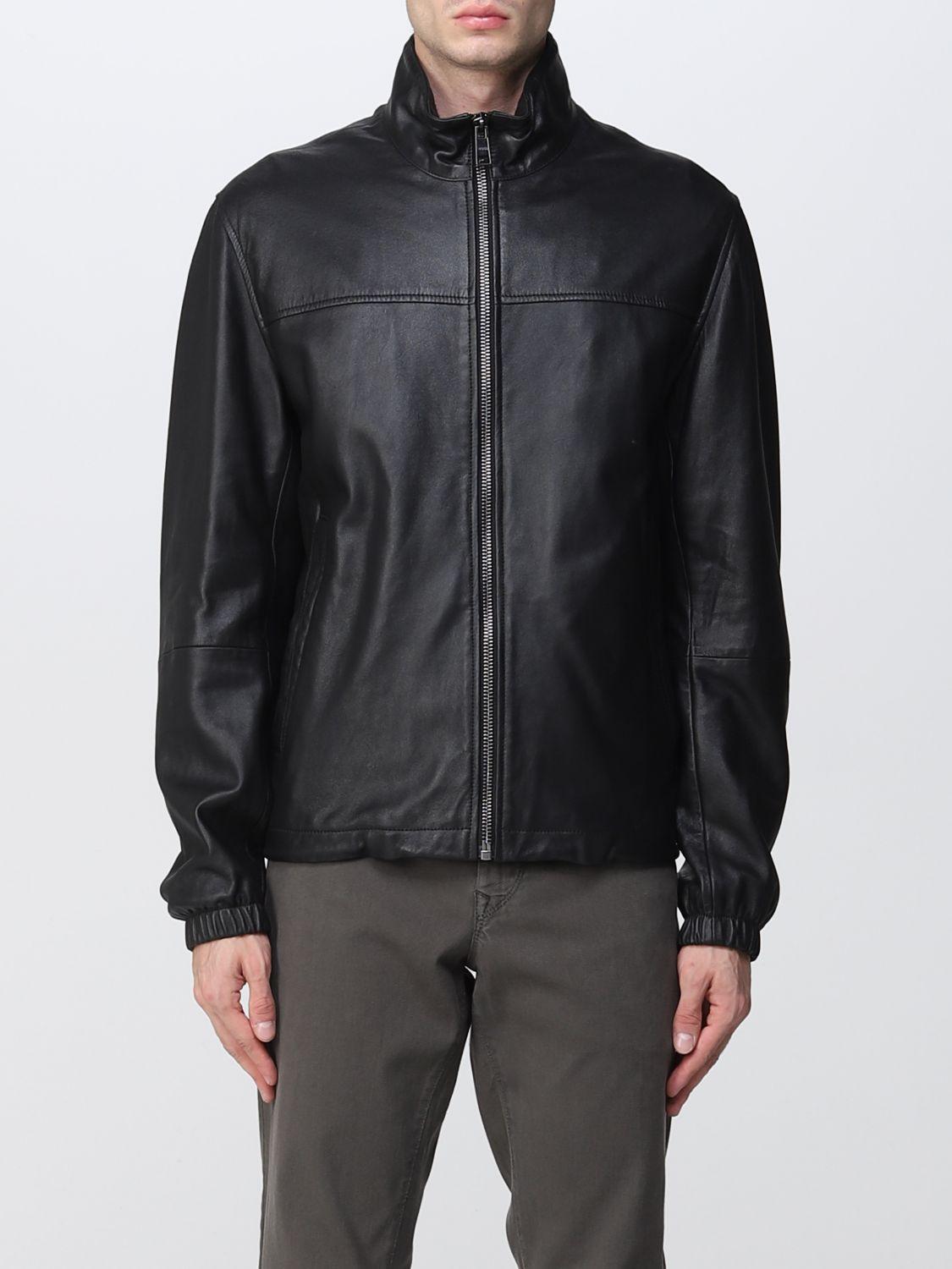 Hugo boss nilas leather jacket sale