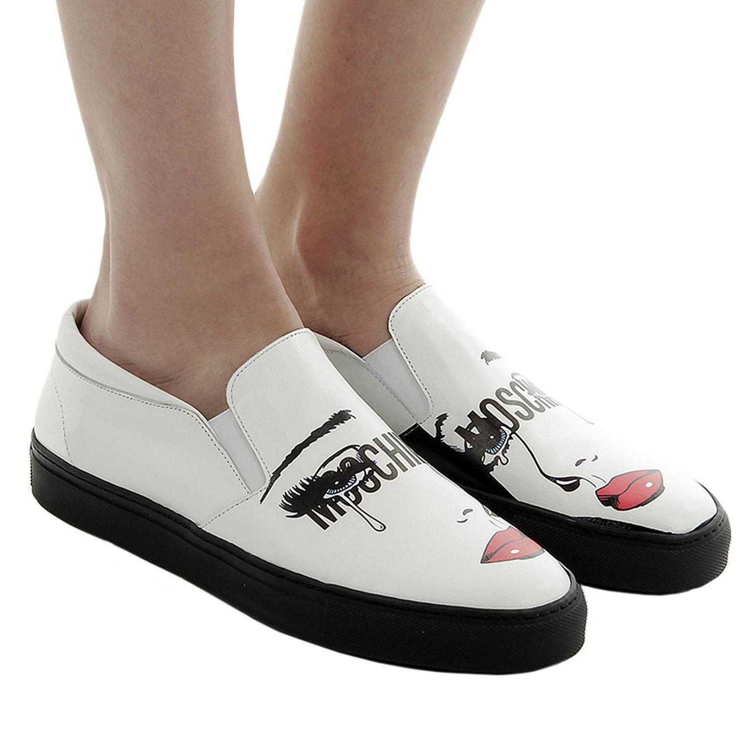 Moschino Couture Sneakers Slip On Moschinoeyes Capsule Collection In Real  Leather With Moschino Eyes Print in White - Lyst