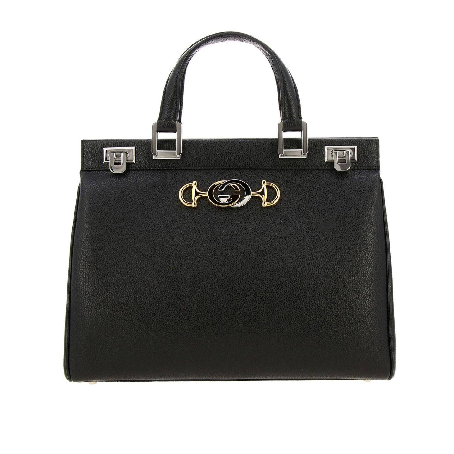 ladies zumi grainy leather medium top handle bolsa in black