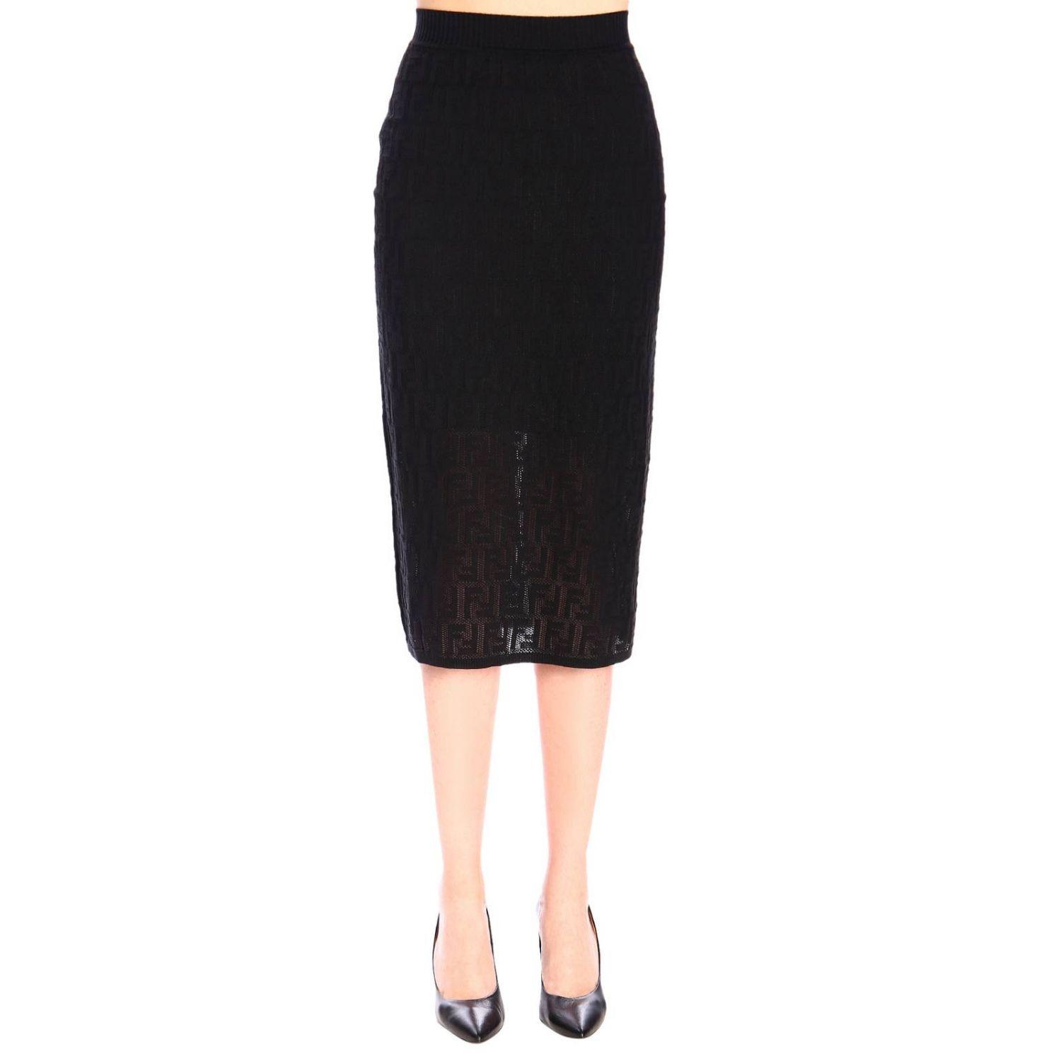 Fendi Synthetic Skirt In Knit Tube With All Over Monogram in Black - Lyst