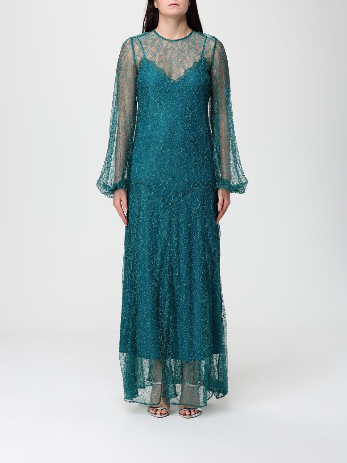 twin set green dress Twinset Twin-set dress with foulard collar - Green | 201TP2321