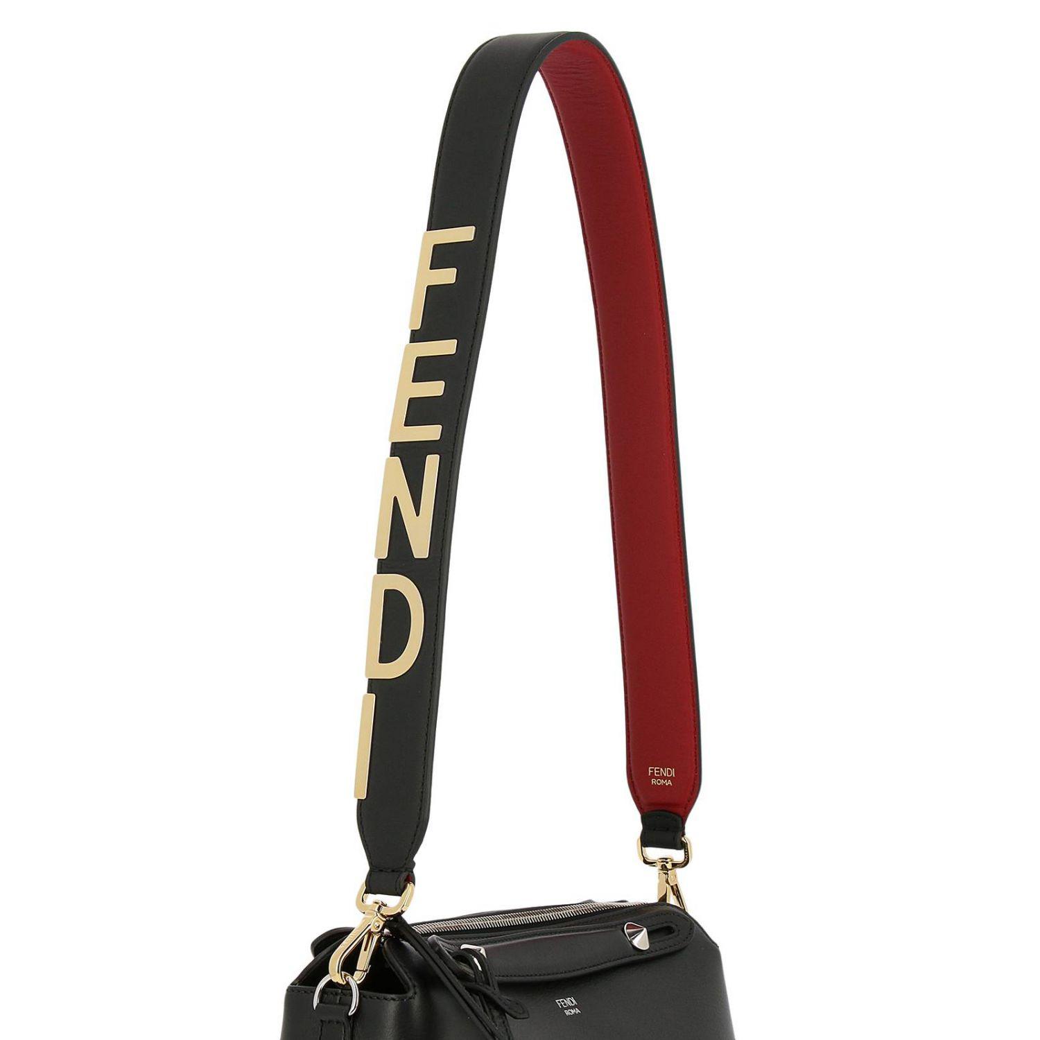 Fendi Maxi Strap You Shoulder Bag In Genuine Leather Century With Metallic  Logo in Black