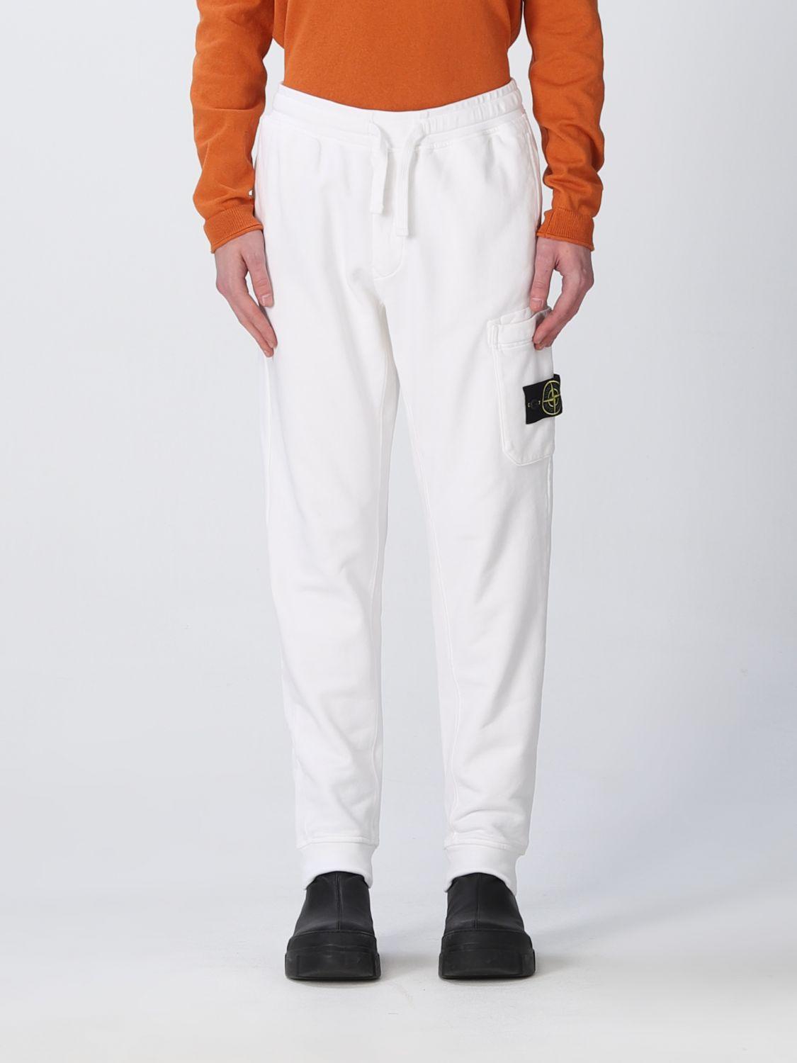 Stone Island Pants in White for Men | Lyst