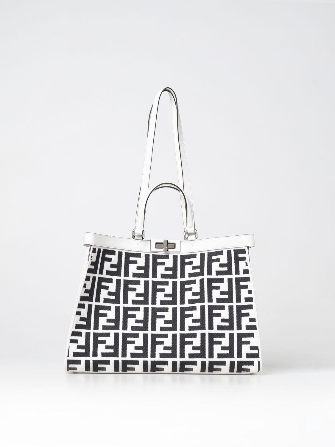Fendi X-tote Canvas Bag With Monogram Pattern in White