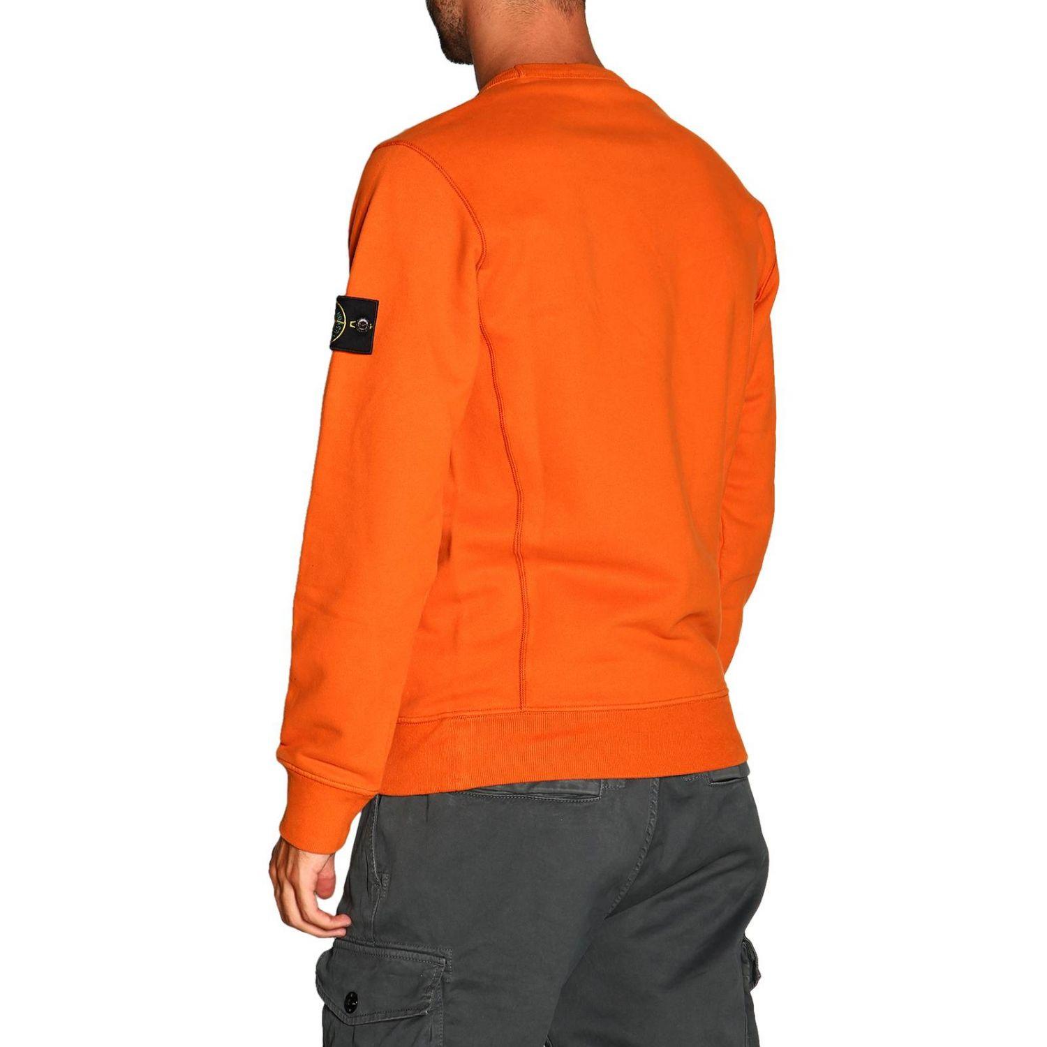 Stone Island Cotton Sweater With Logo Patch in Orange for Men | Lyst