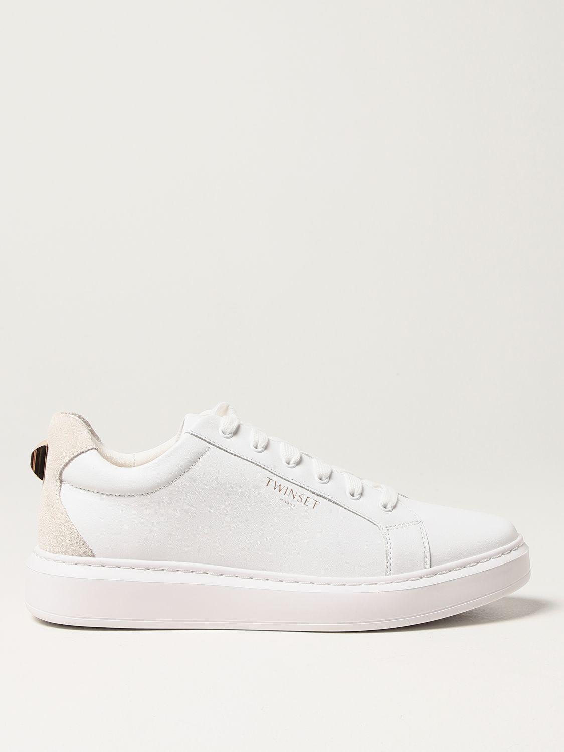 Twinset Sneakers In Leather With Maxi Stud in Natural | Lyst