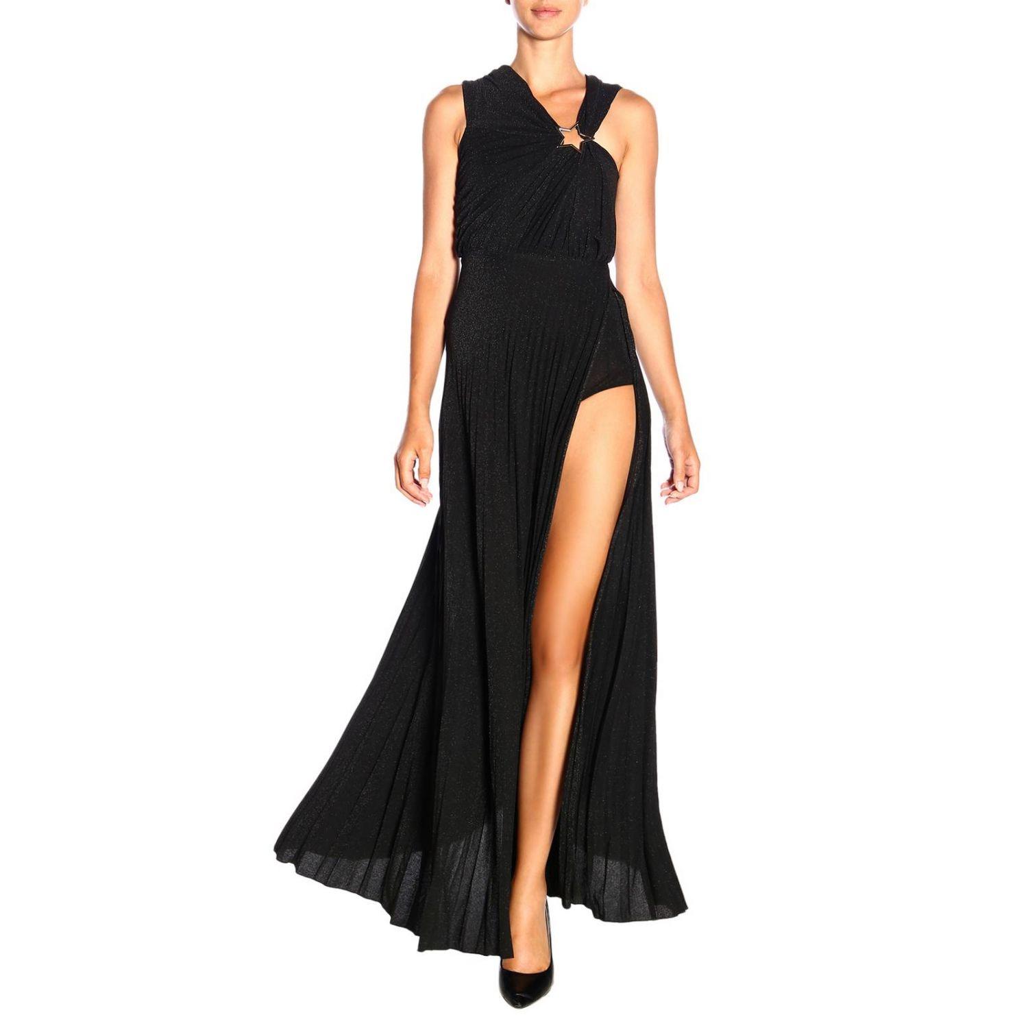 Elisabetta Franchi Synthetic Long Dress In Lurex Fabric With Star in