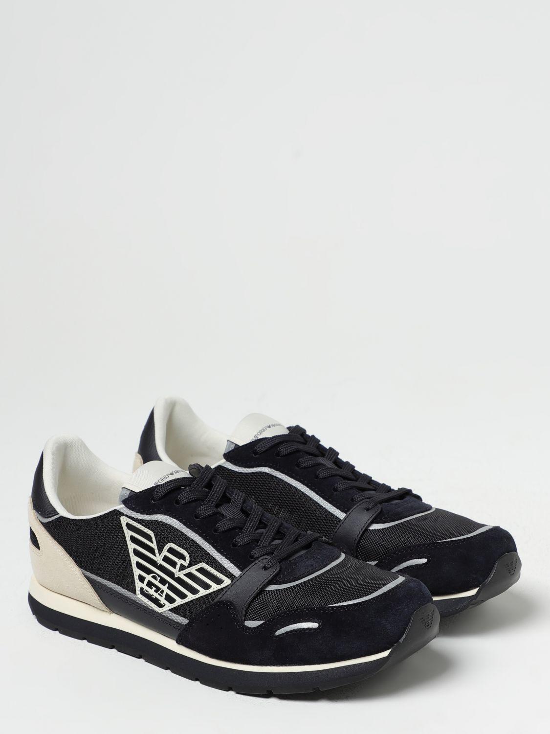 Emporio Armani Logo-patch Panelled Sneakers in Black for Men | Lyst