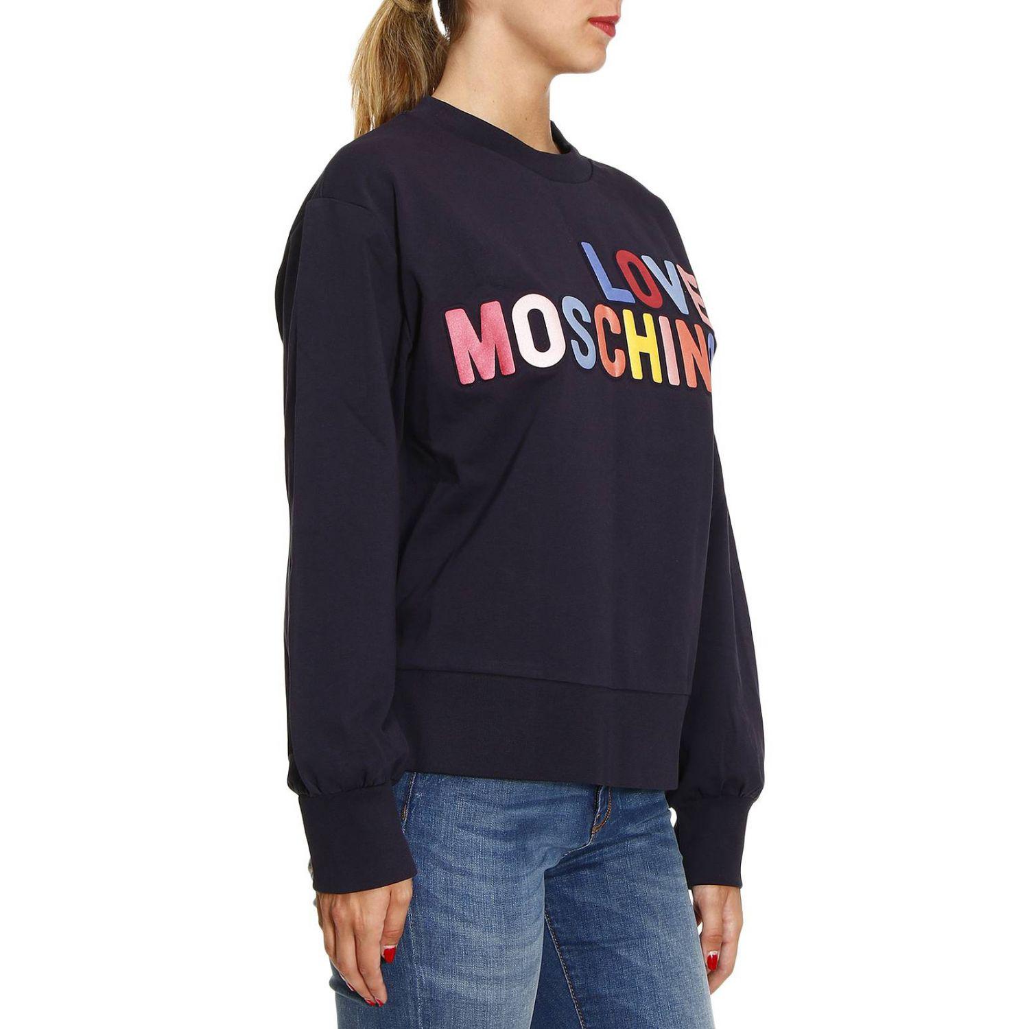 Love Moschino Cotton Sweatshirt Sweater Women in Blue - Lyst