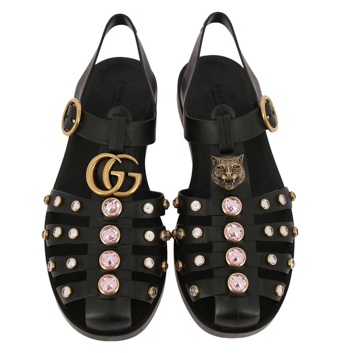 Rubber sandal with crystals gucci Clearance