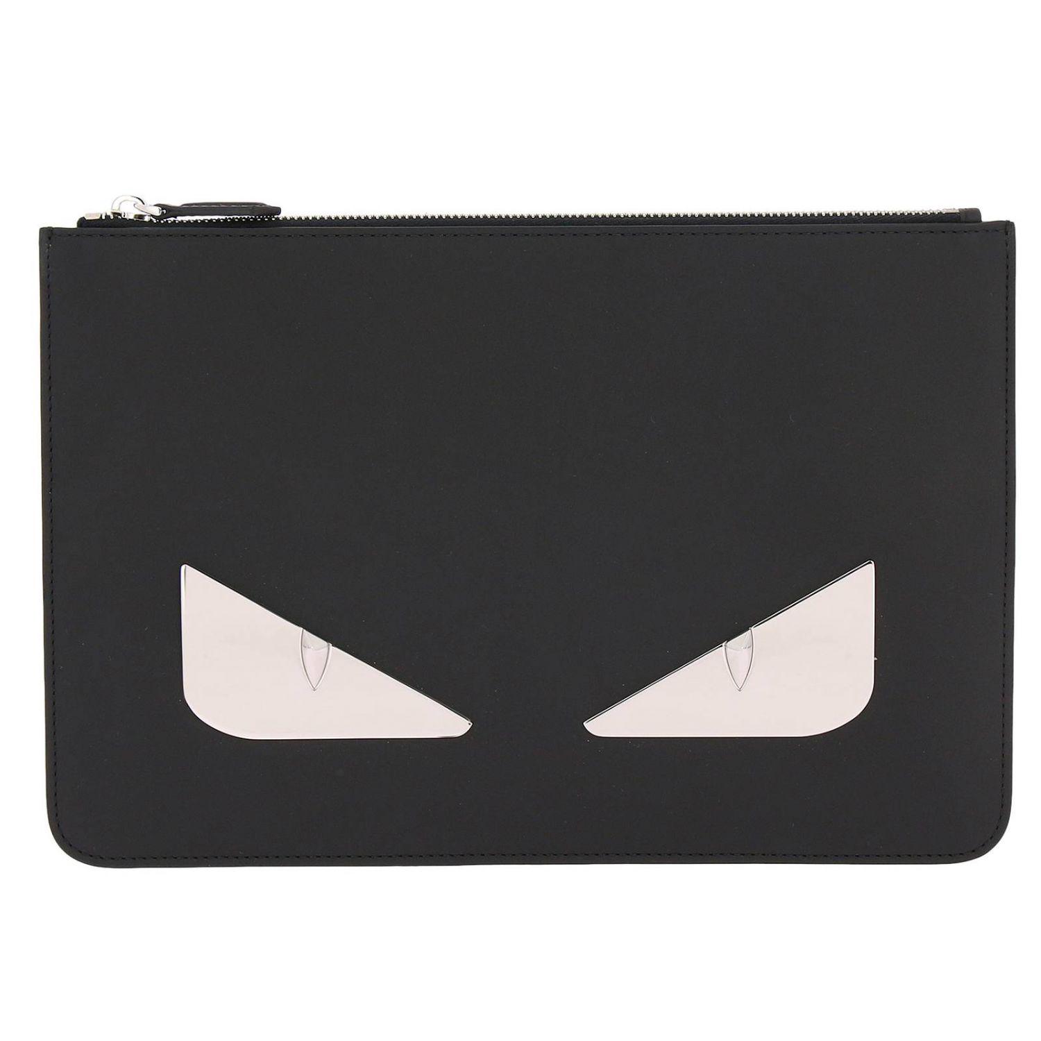 Fendi Monster Eyes Clutch Bag In Smooth Leather With Bugs Maxi 