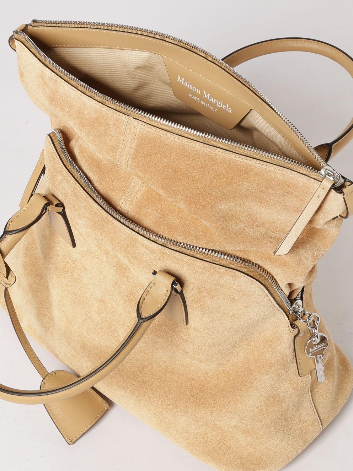 Maison Margiela 5Ac Soft Suede Bag in Natural | Lyst