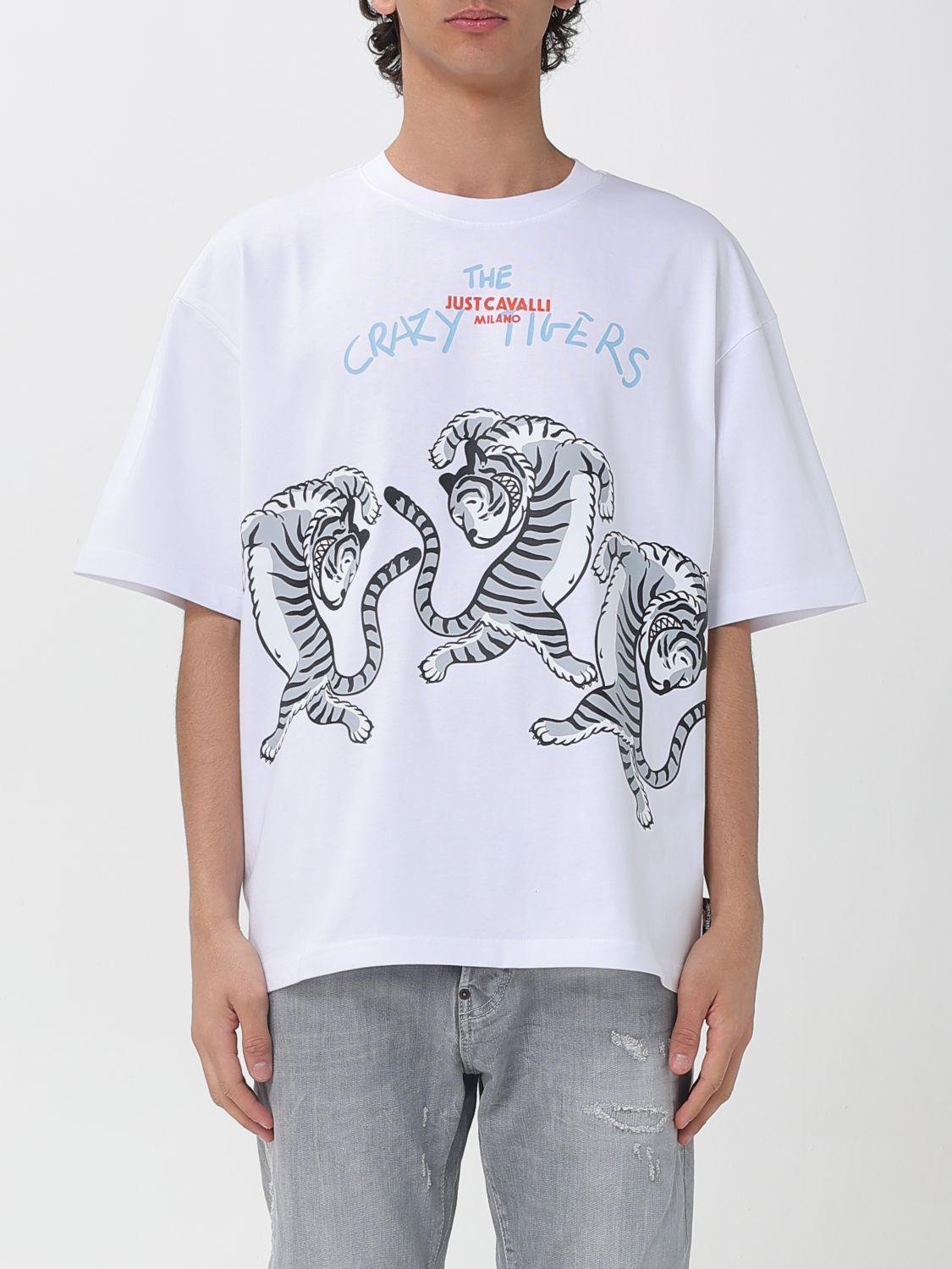 T-shirt Just Cavalli Col V Imprimé Népal - Taille US 42 (EU 52), 100% Coton, Neuf Sans étiquette