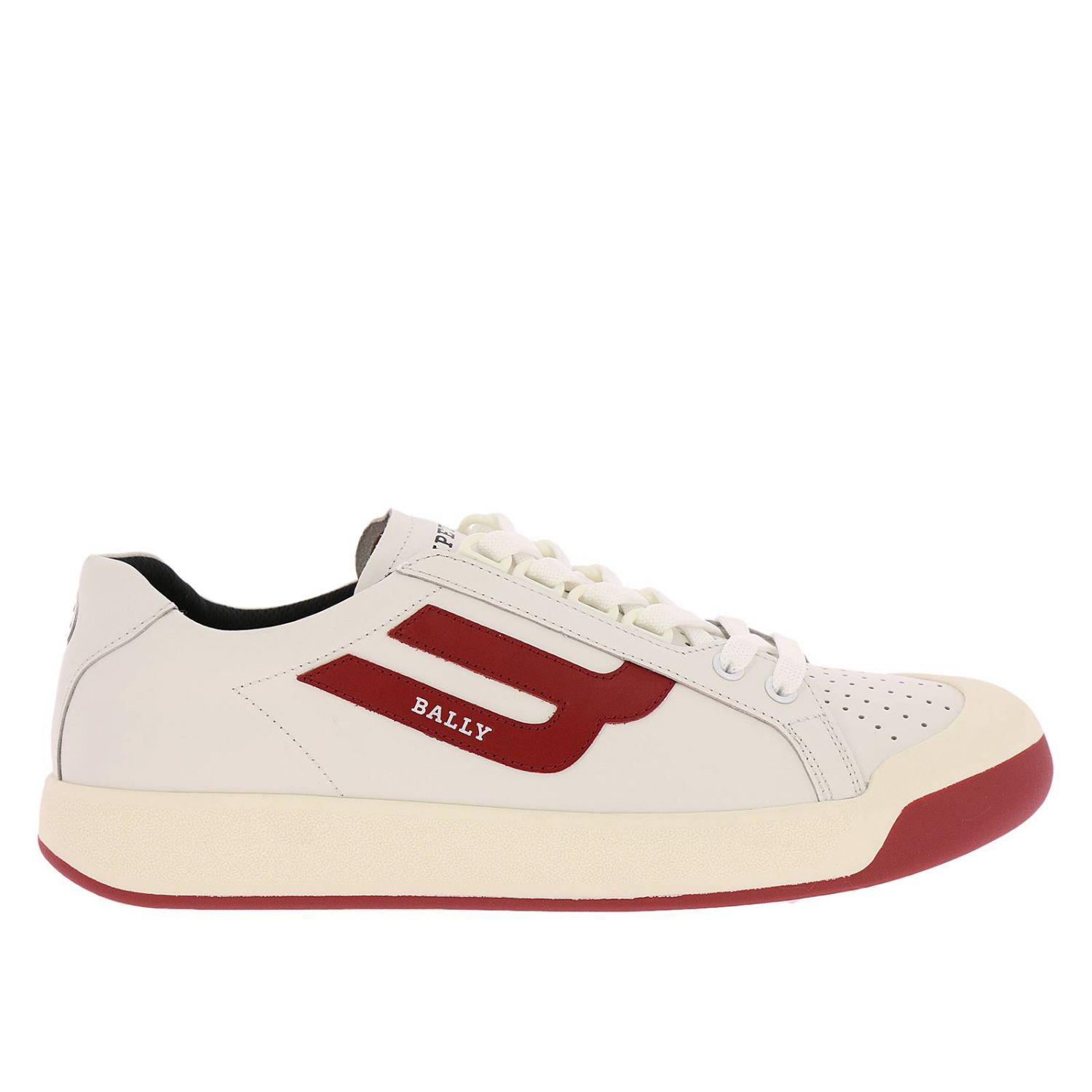 Bally Leather Men's New Competition Retro Low-top Sneakers, Red/white