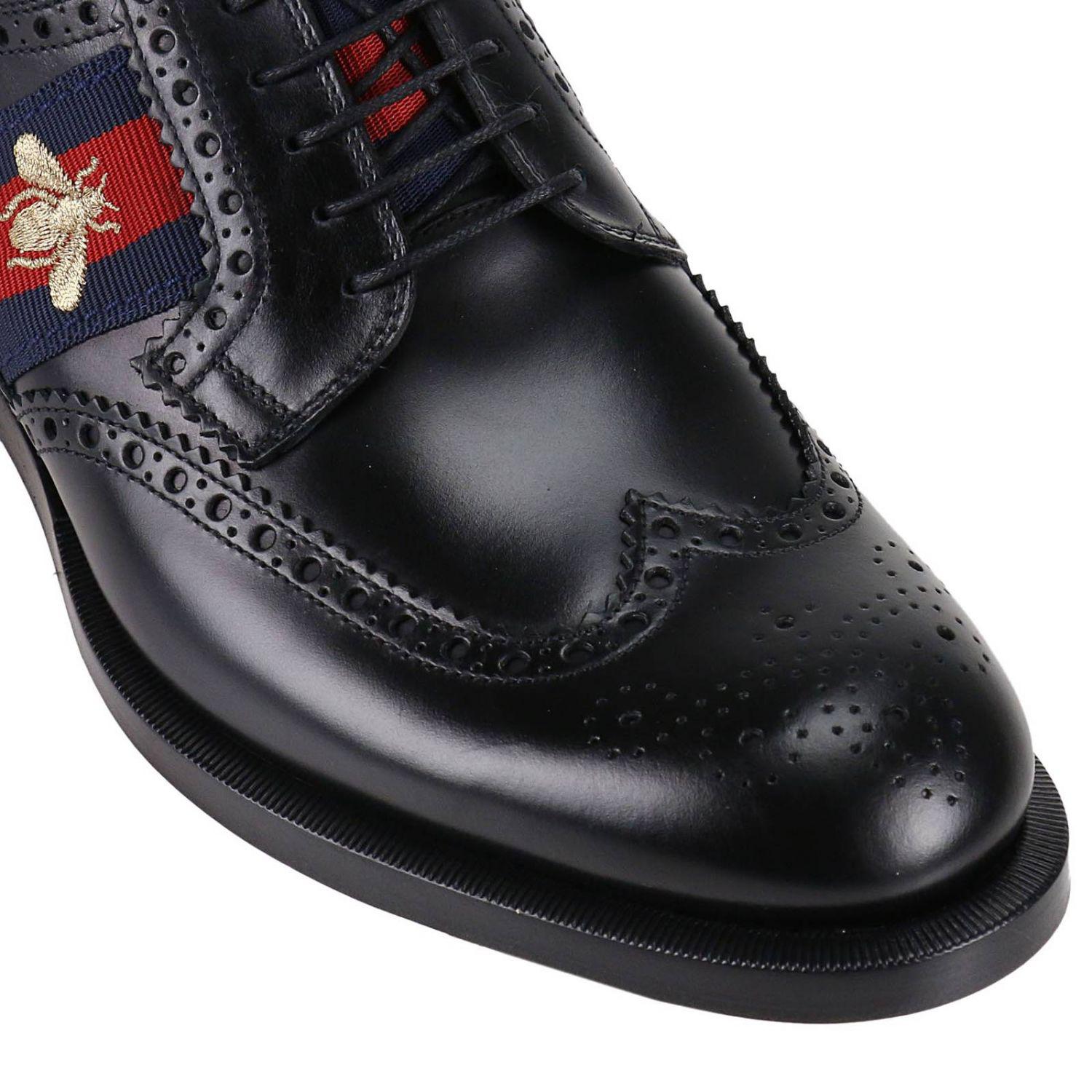 Gucci Oxford Spirit Shoes With Web Bands And Bee in Black for Men | Lyst