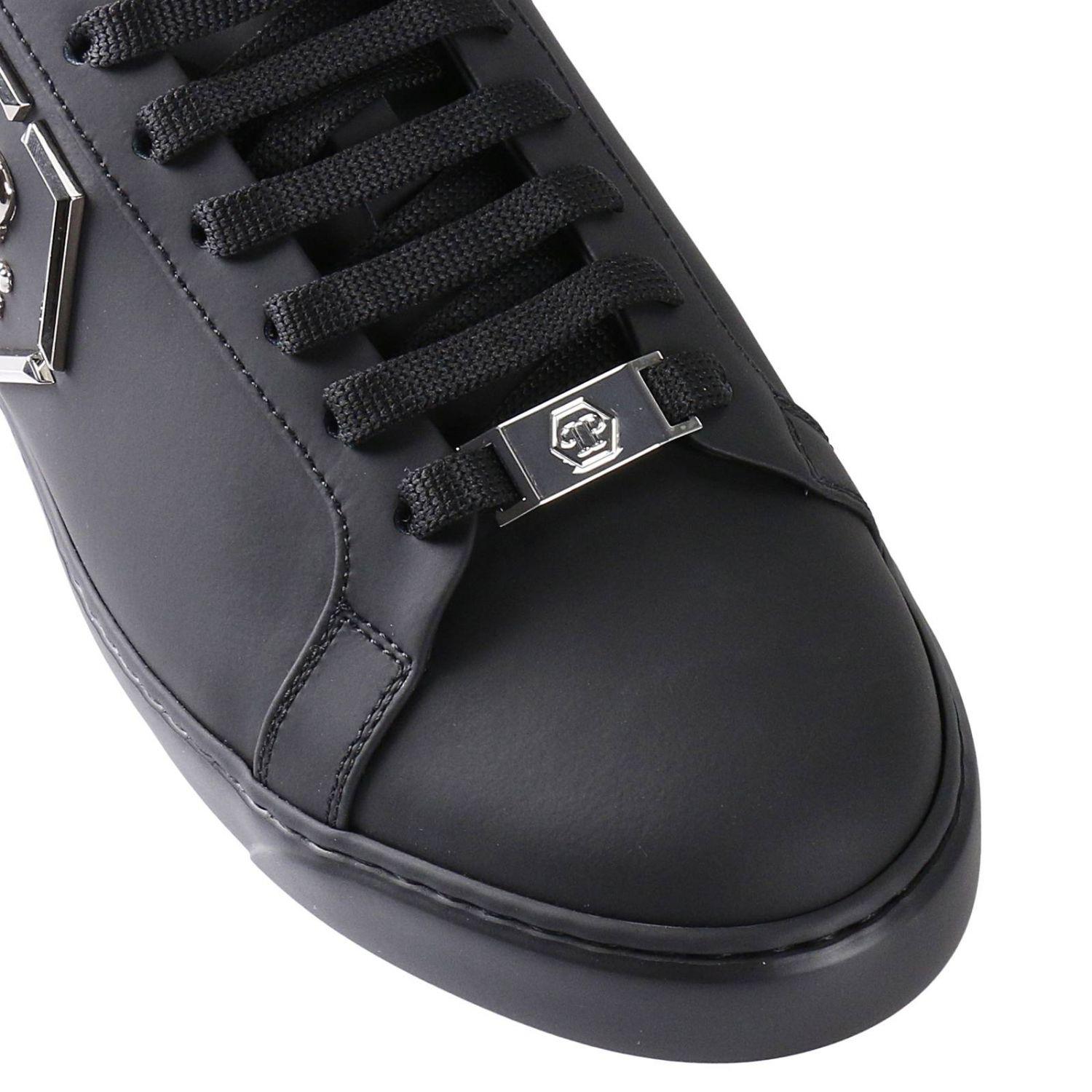 Philipp Plein Leather Sneakers Shoes Men in Black for Men