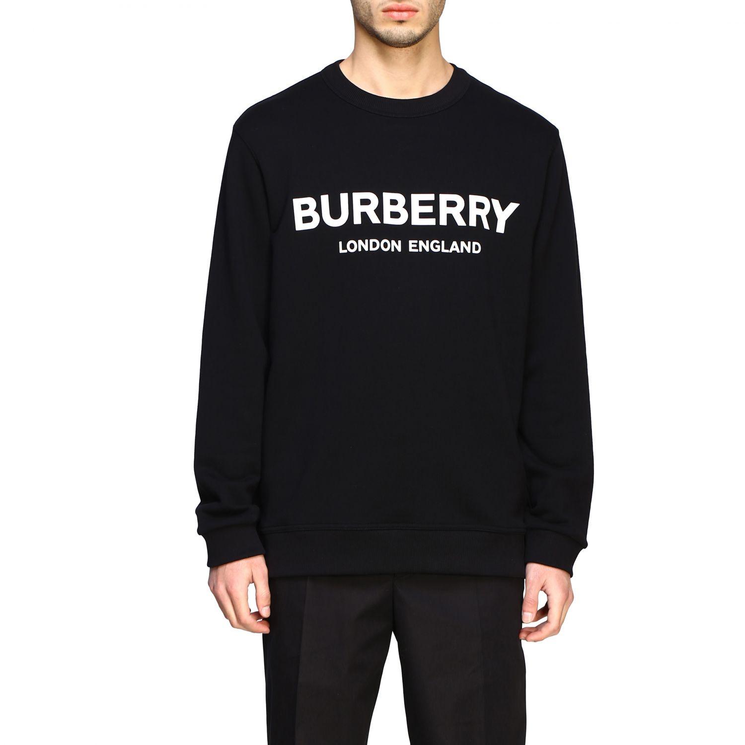 Burberry Crewneck Sweatshirt With Contrasting Logo in Black for Men - Lyst
