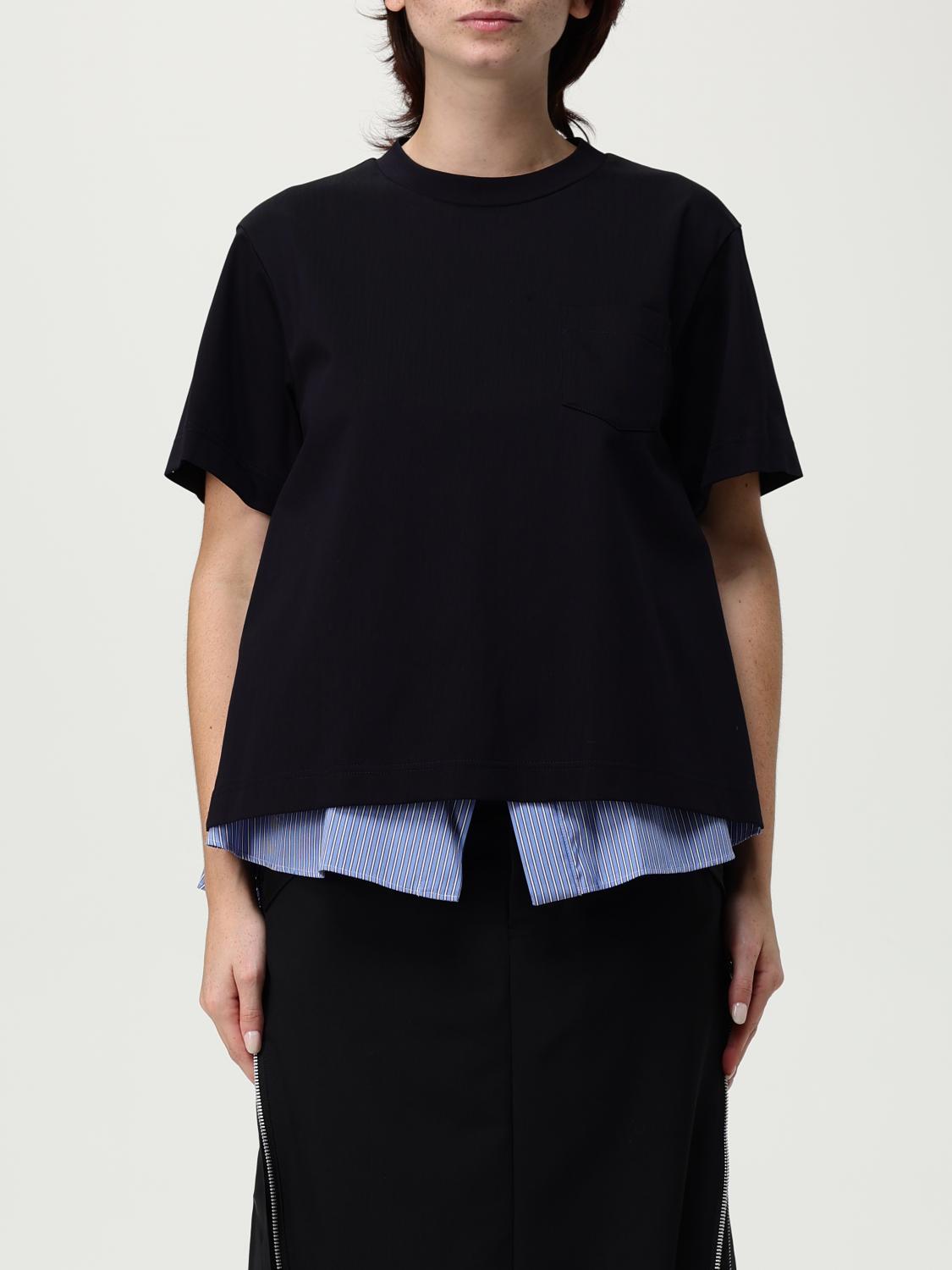 Tシャツ・カットソー SACAI Woman T-Shirt Navy 2508014 239 Poplin x Cotton Jersey T-Shirt | sacai Official Store サカイ