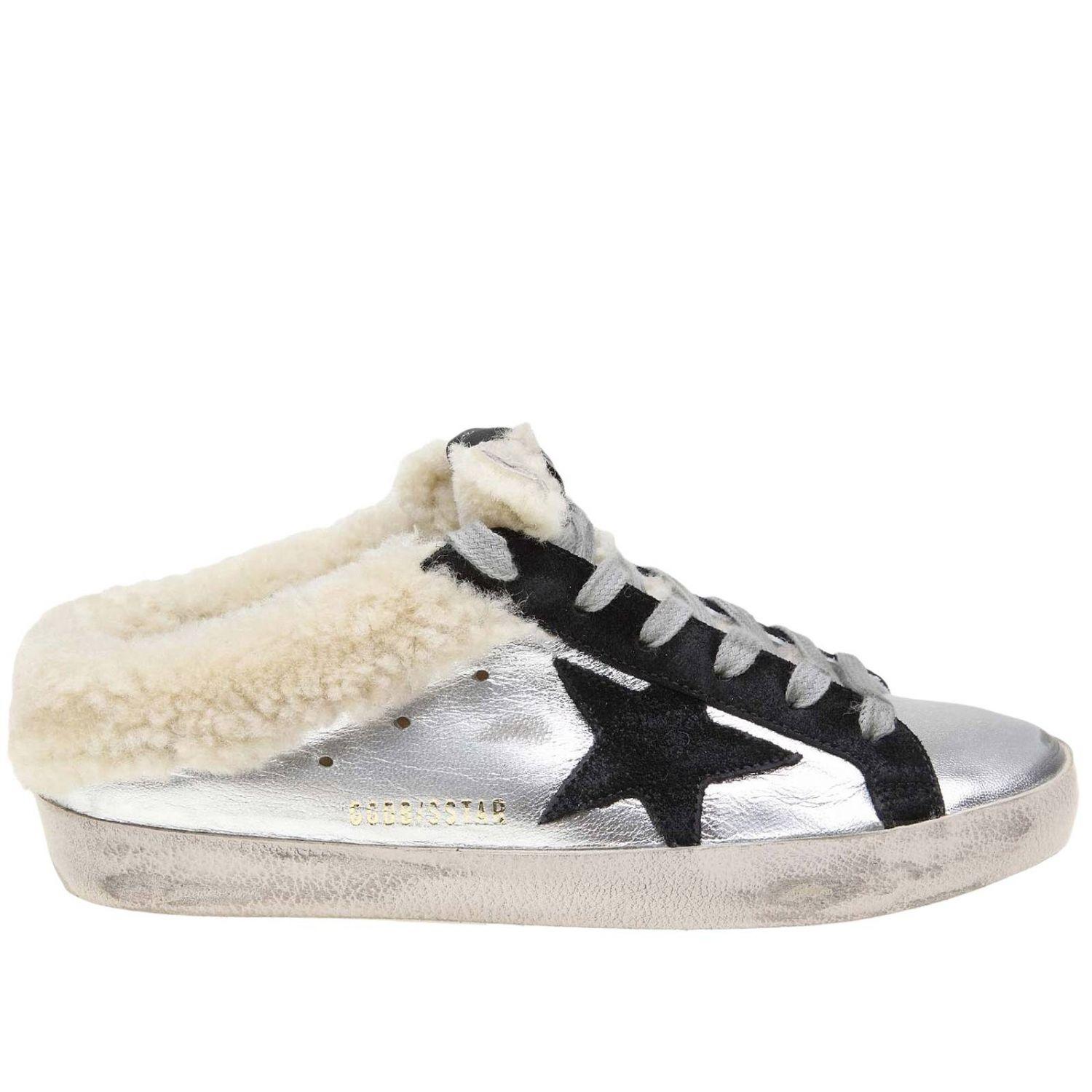 Golden Goose Deluxe Brand Sabot Superstar Sneakers In Laminated Leather ...