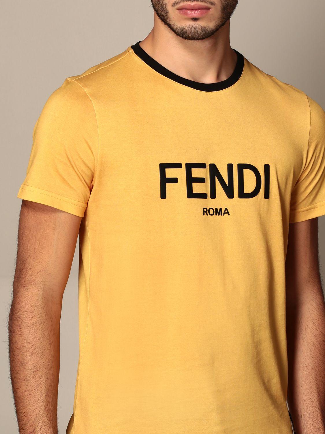Fendi Cotton T-shirt in Yellow for Men | Lyst