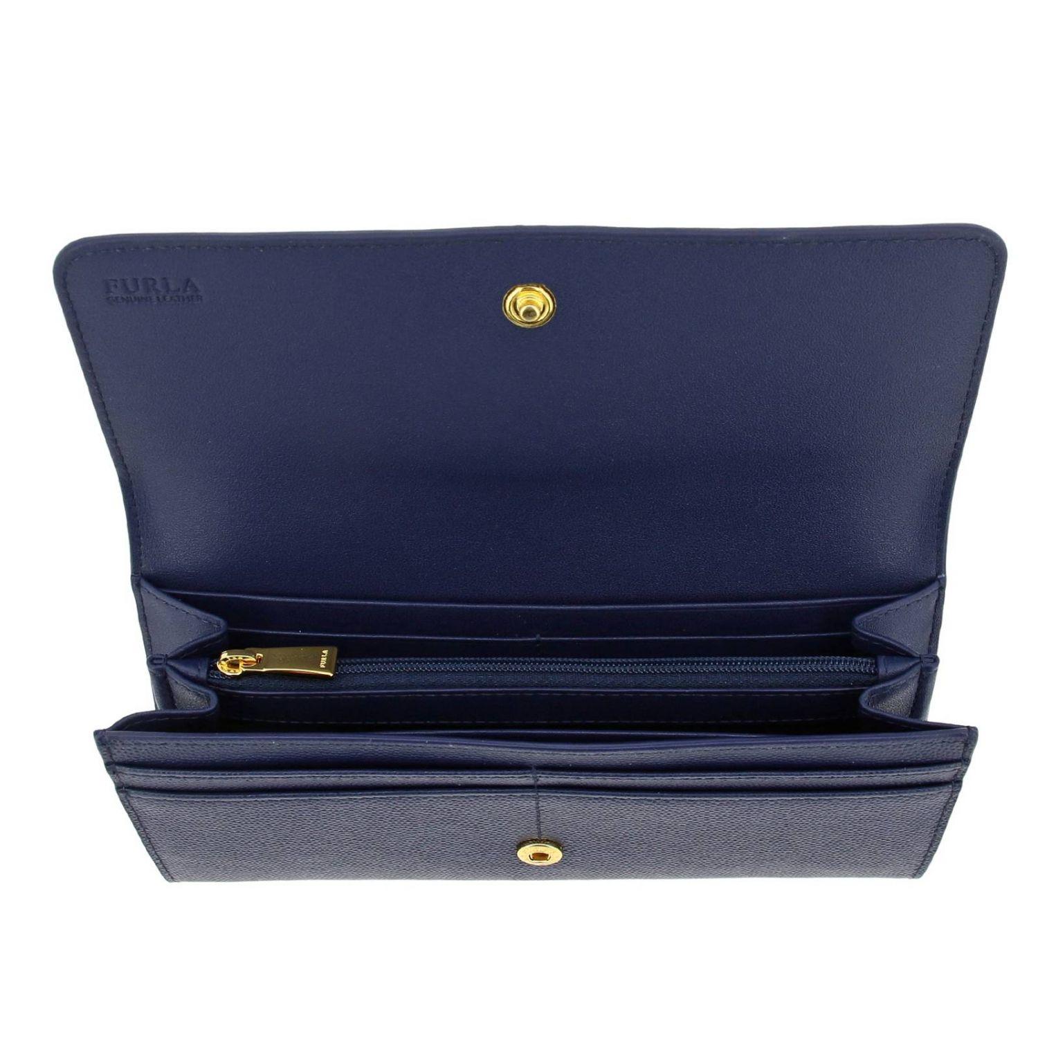 Furla Belvedere Xl Bi-fold Leather Wallet With Monogram in Blue - Lyst