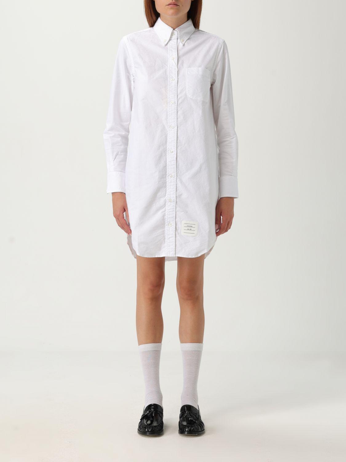 ワンピース THOM BROWNE WHITE PIQUET MINI SHIRT DRESS Thom Browne White Piquet Mini Shirt Dress SS24 – LOZURI®