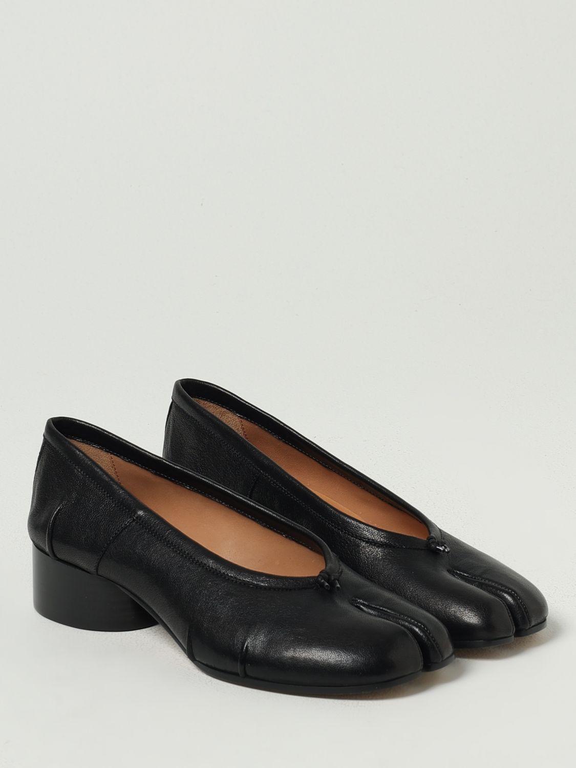フラットシューズ Maison Margiela Black Leather Tabi Ballerinas With Signature Maison Margiela Tabi Ballerina (Black) – CNCPTS
