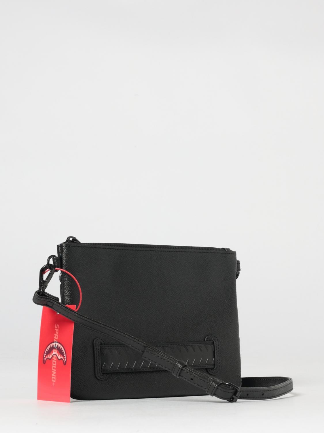 Sprayground メンズ メッセンジャー バッグ Sprayground White Stencil Shark Messenger Bag | Zumiez