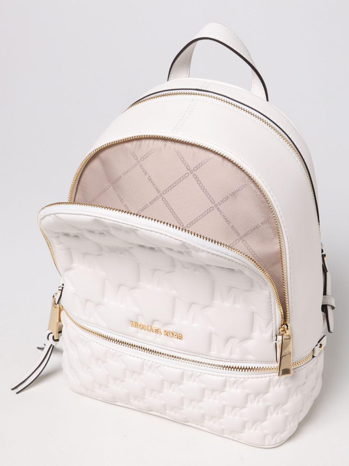Michael Kors Michael Backpack In Leather With Monogram in White Lyst UK