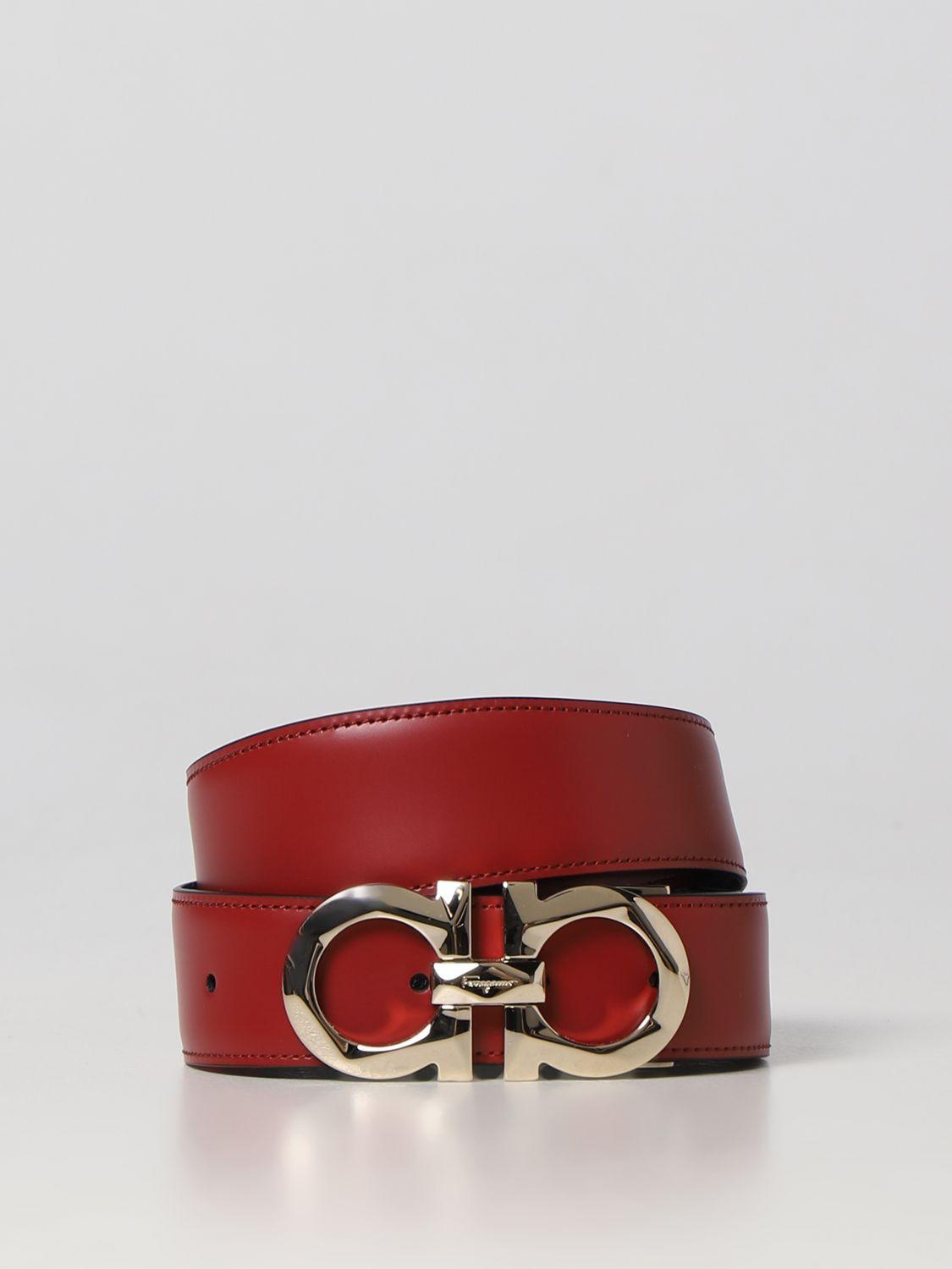 【関税&送料込】Ferragamo Belts Red Men's Salvatore Ferragamo Red Big Gold Buckle Belt $395 Size