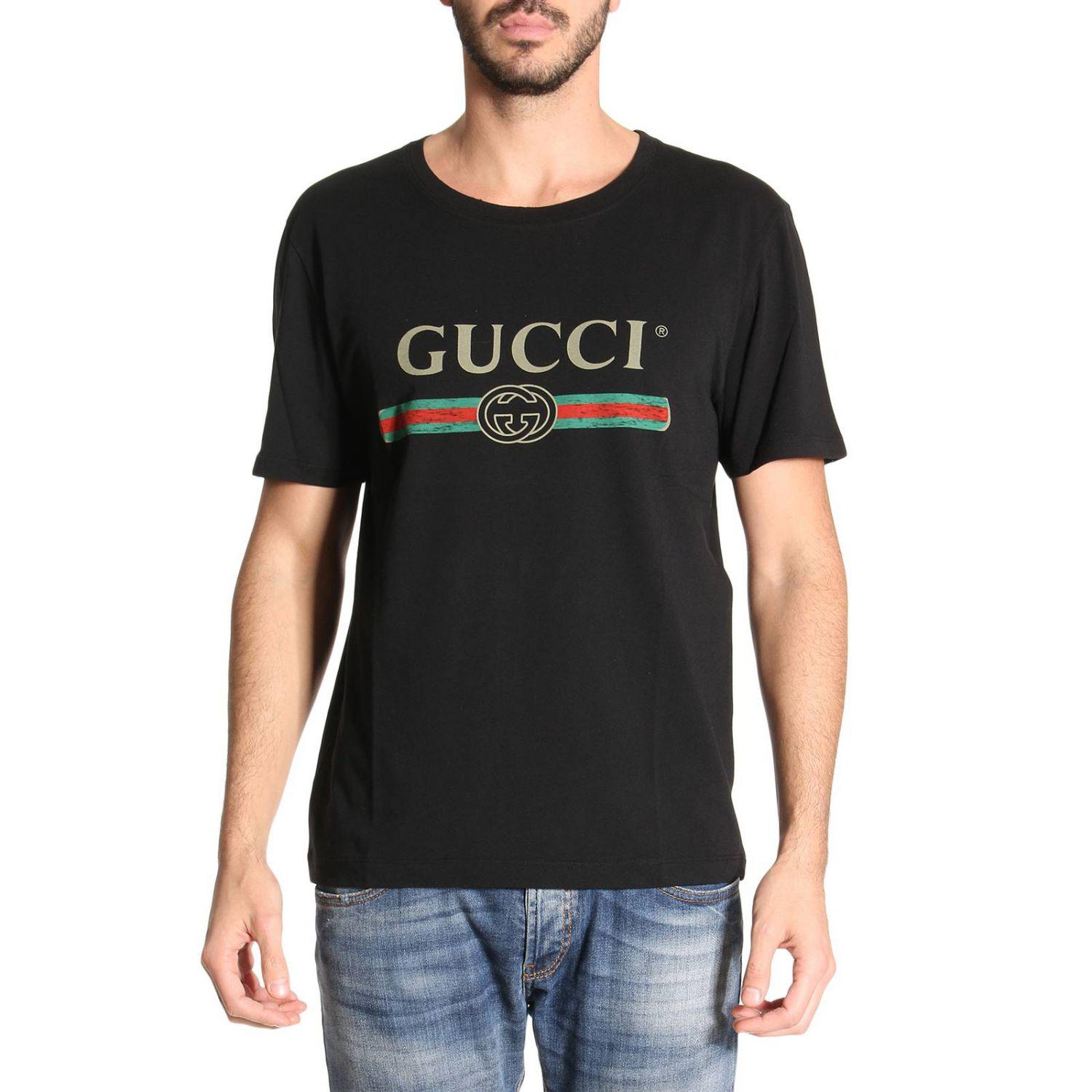 Gucci Cotton T-shirt Men in Black for Men - Lyst