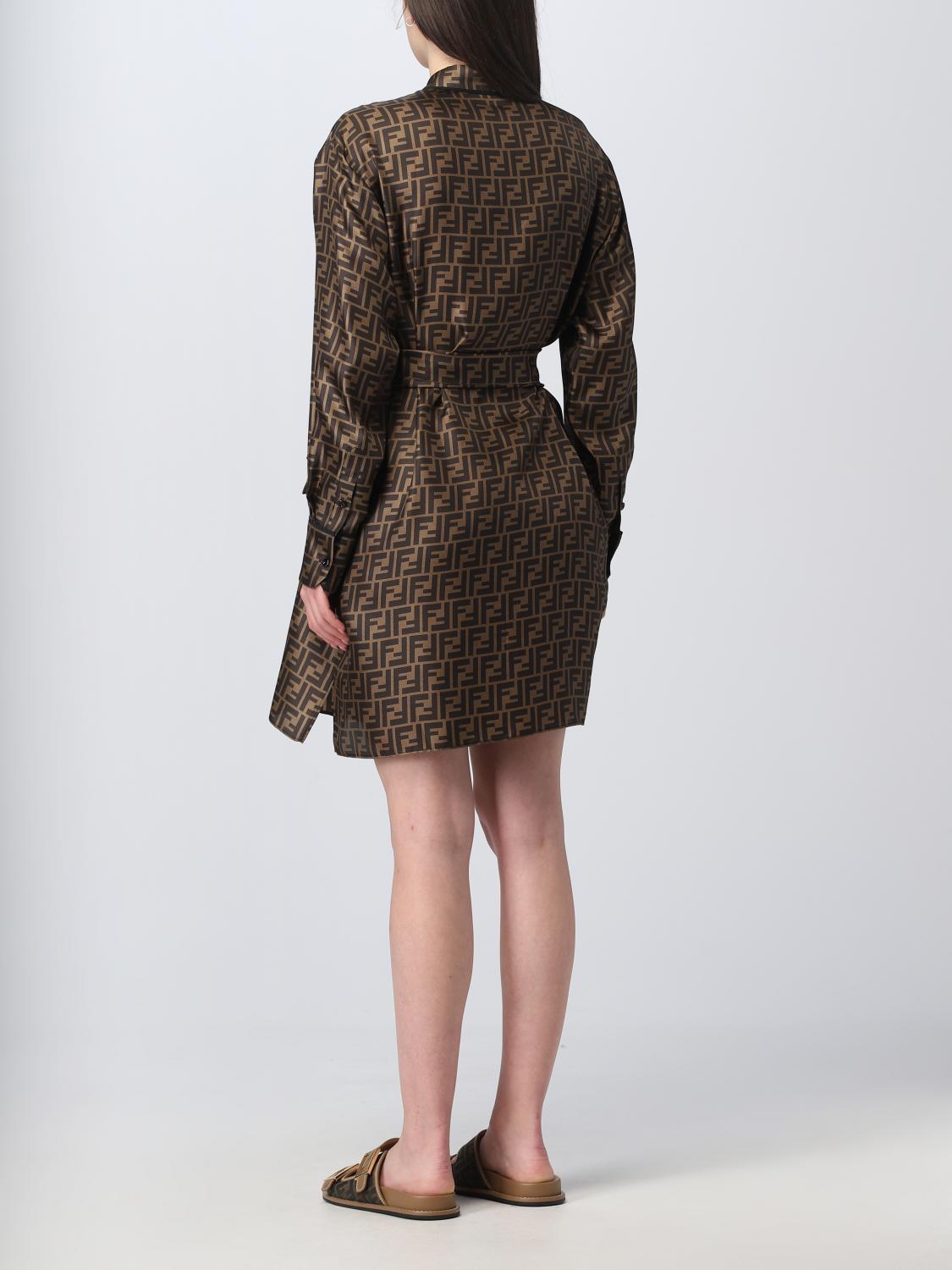 Twill Fendi Dresses Fendi Excellent Brown Twill Dress